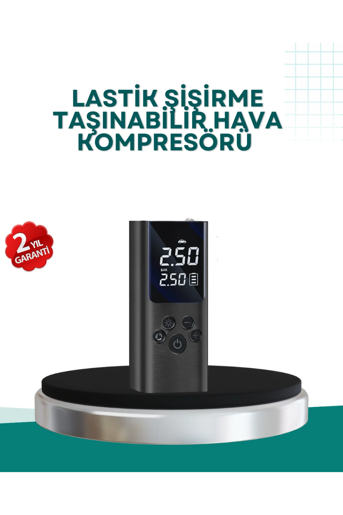 LED Işıklı Dijital Hava Pompası Araba Bisiklet Uyumlu