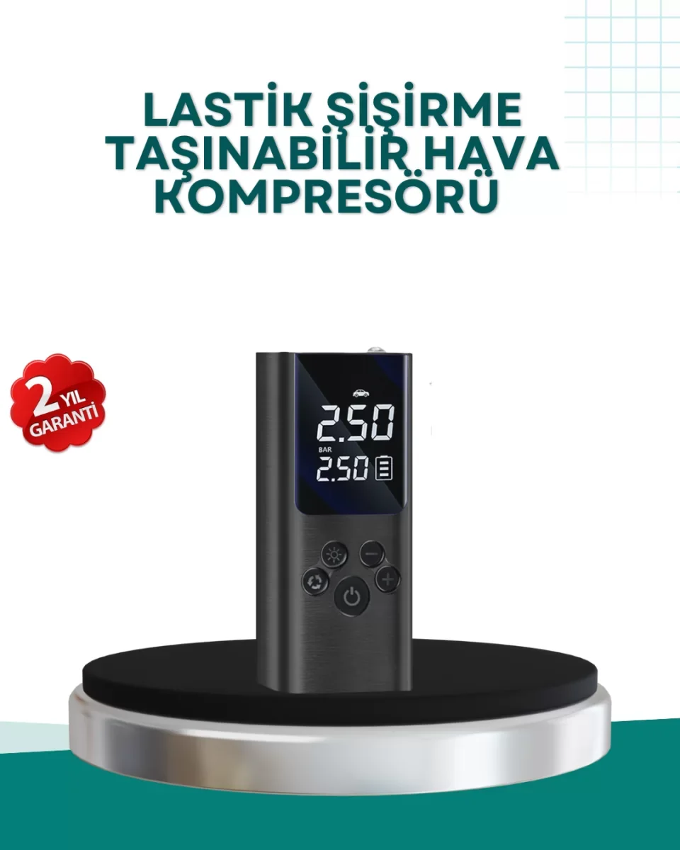 LED Işıklı Dijital Hava Pompası Araba Bisiklet Uyumlu - Lisinya