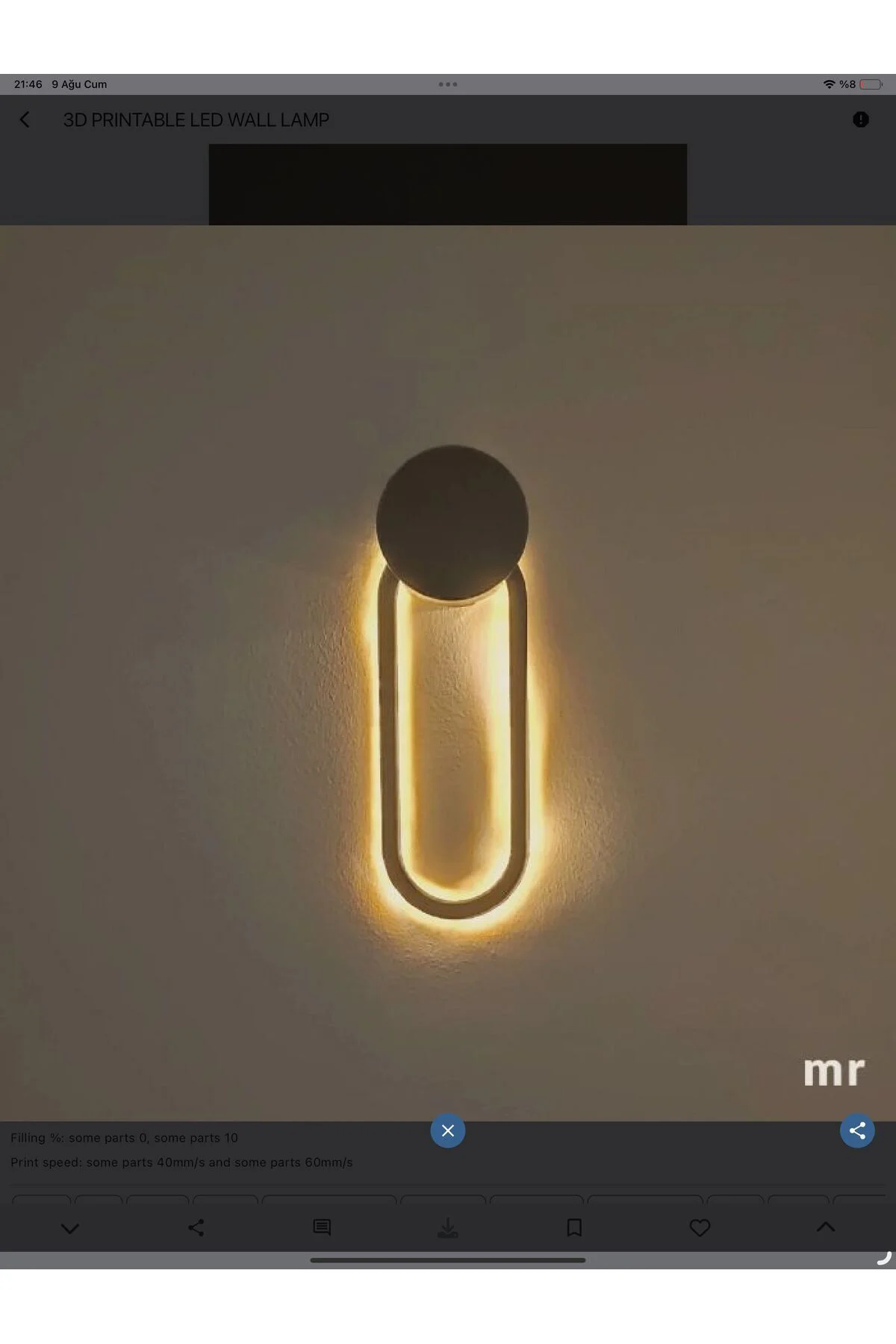 Led Işıklı Duvar Lambası