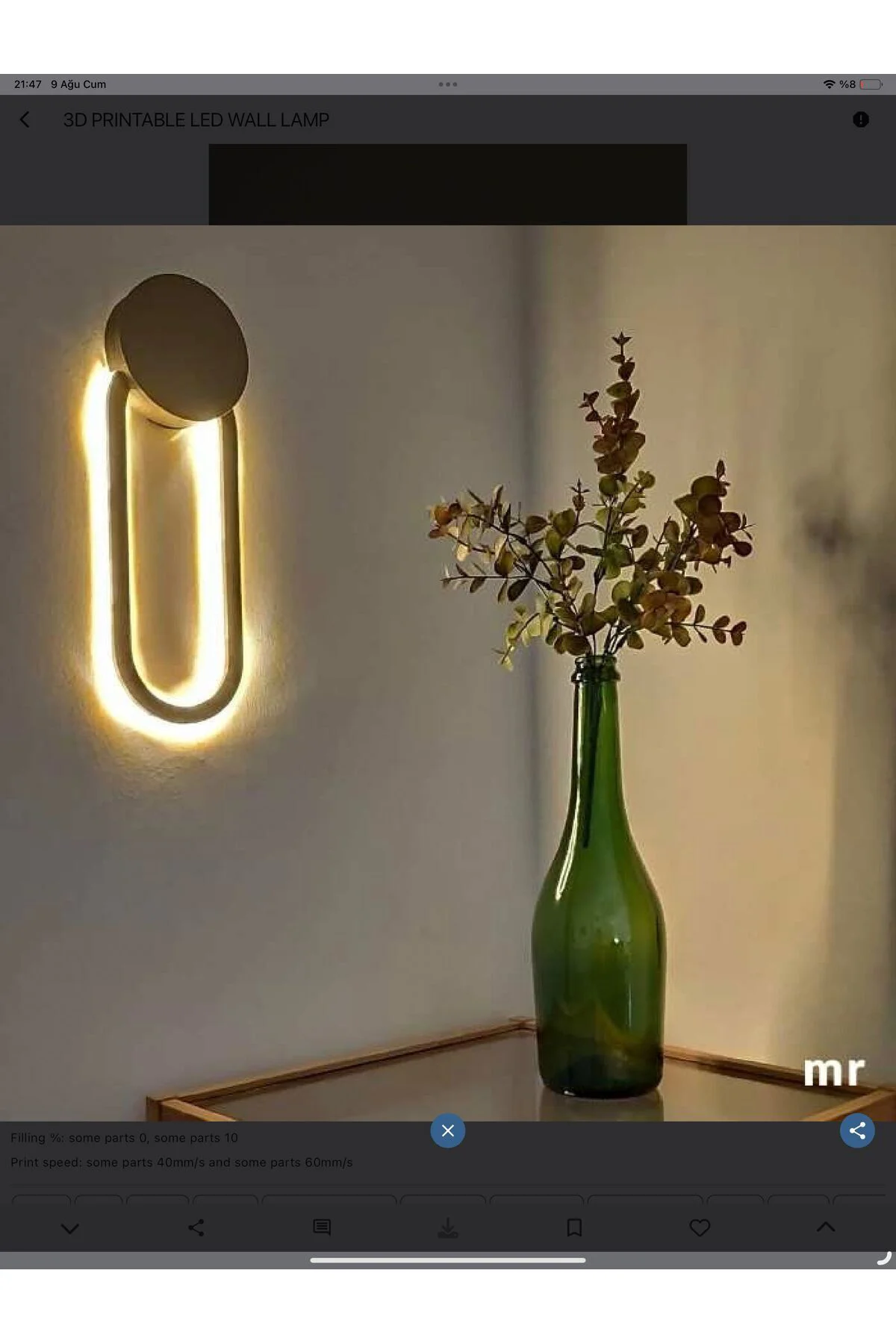 Led Işıklı Duvar Lambası