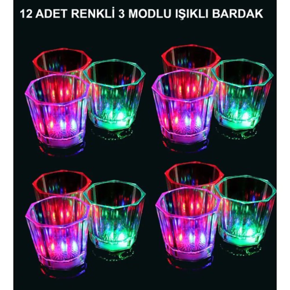 LED Işıklı Eğlence Bardakları - 3 Modlu Renk Değiştiren Bardak 12