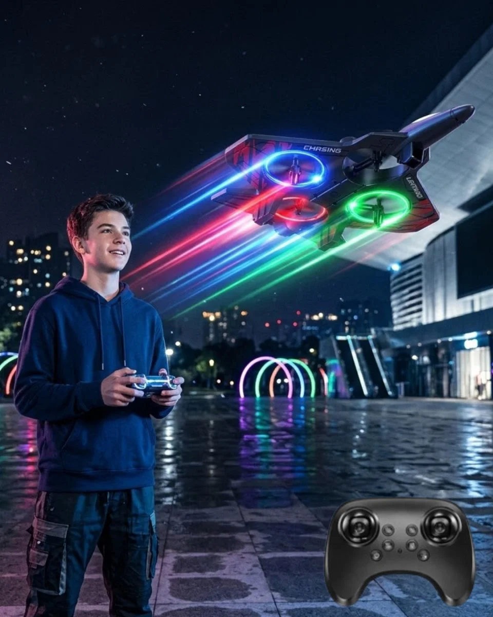 LED Işıklı Fighter Jet Tasarımlı Drone Uzaktan Kumandalı Akrobati