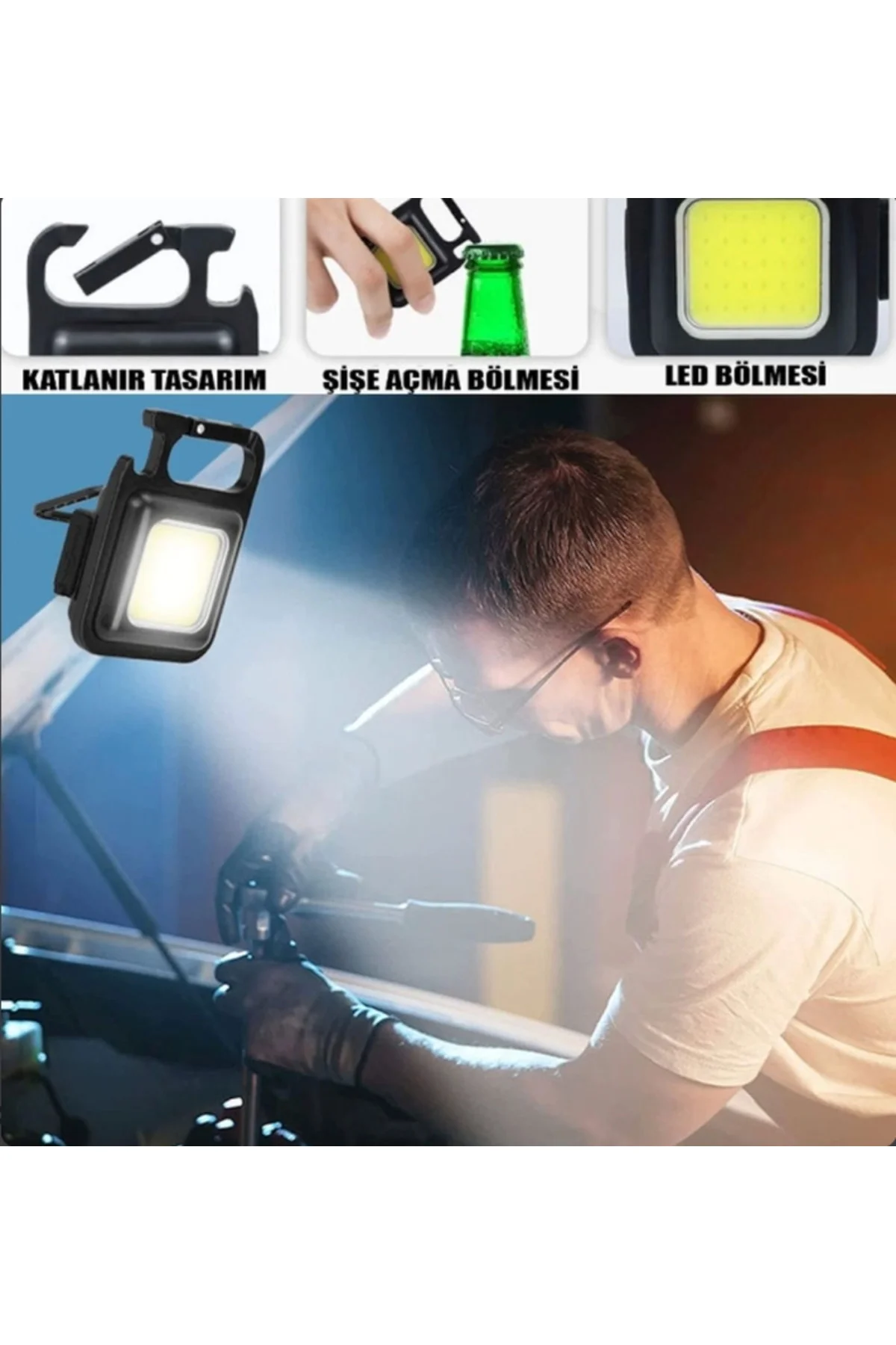 Led Işıklı Flash Özellikli 4 Modlu Anahtarlık El Feneri - Lisinya