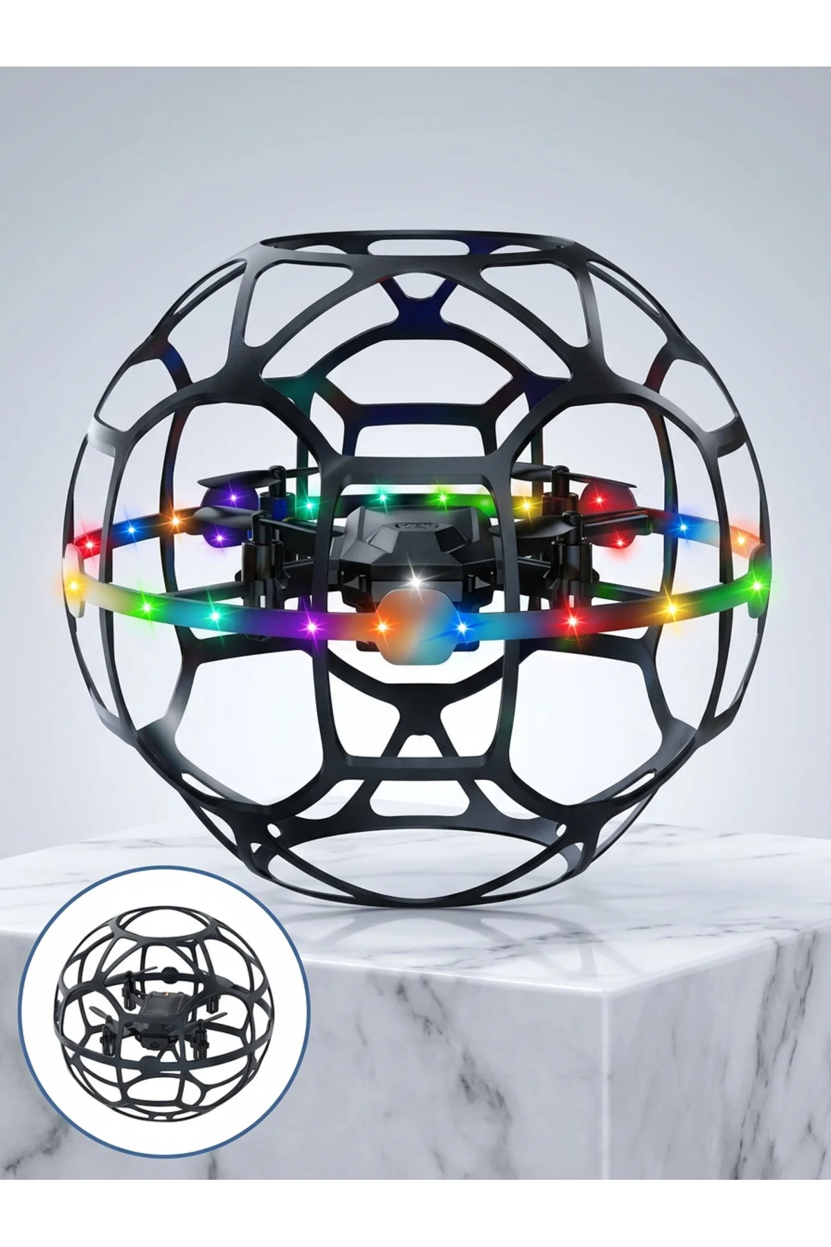 LED Işıklı Futbol Topu Mini Drone Akıllı Sensörlü El Kontrollü - Görsel 5