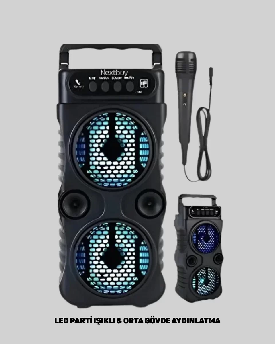 LED Işıklı Kablosuz Bluetooth Hoparlör Yüksek Ses Güçlü Bas Performansı Taşınabilir Şarjlı