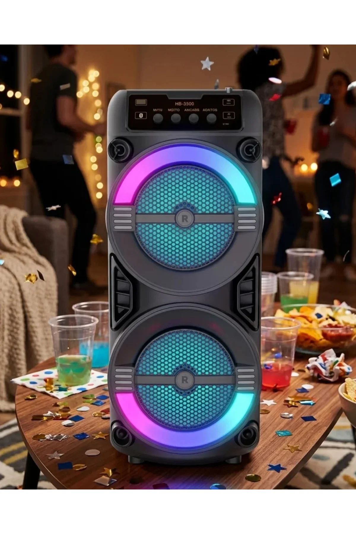 LED Işıklı Kablosuz Bluetooth Hoparlör USB TF Kart Destekli