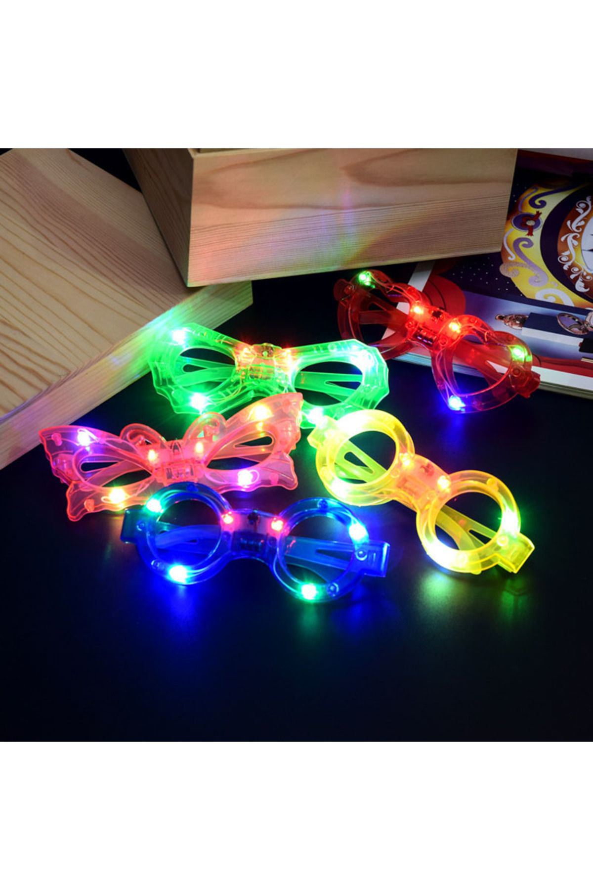 Ok Aksesuar Led İşıklı Karışık 6 Model Yanar Söner Parti Gözlüğü 12 Adet  Go5