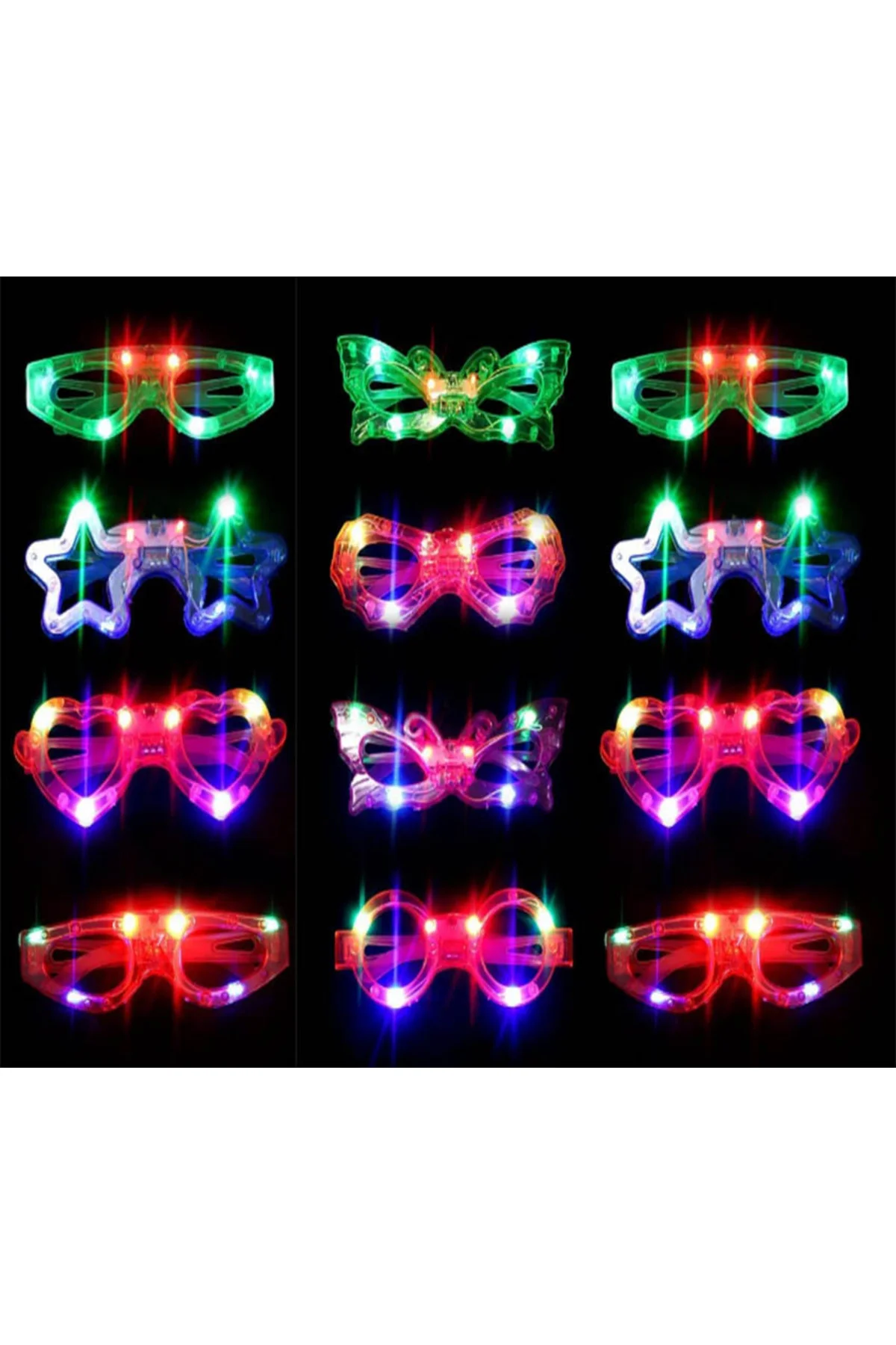 Led Işıklı Karışık 6 Model Yanar Söner Parti Gözlüğü 12 Adet  GO5