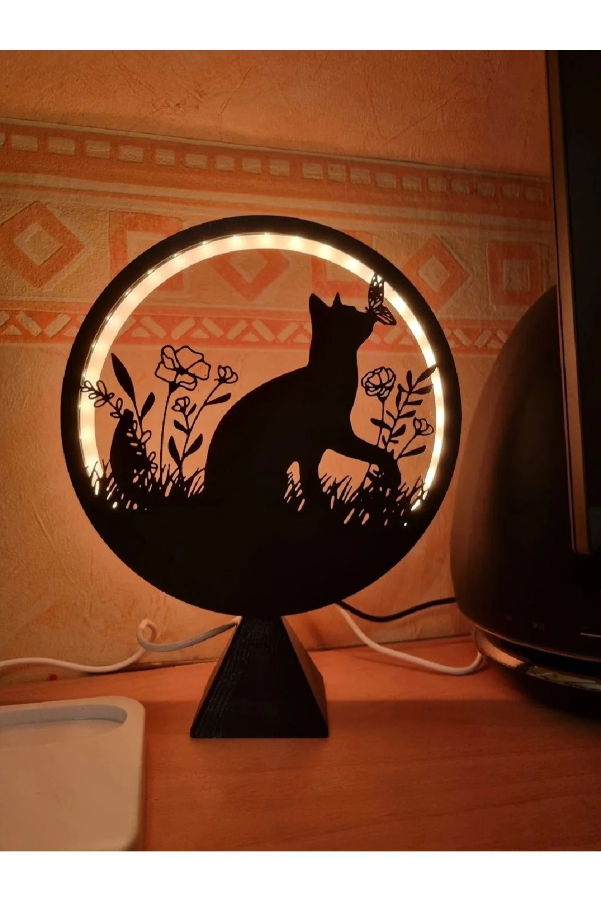 Led Işıklı Kedi Lamba
