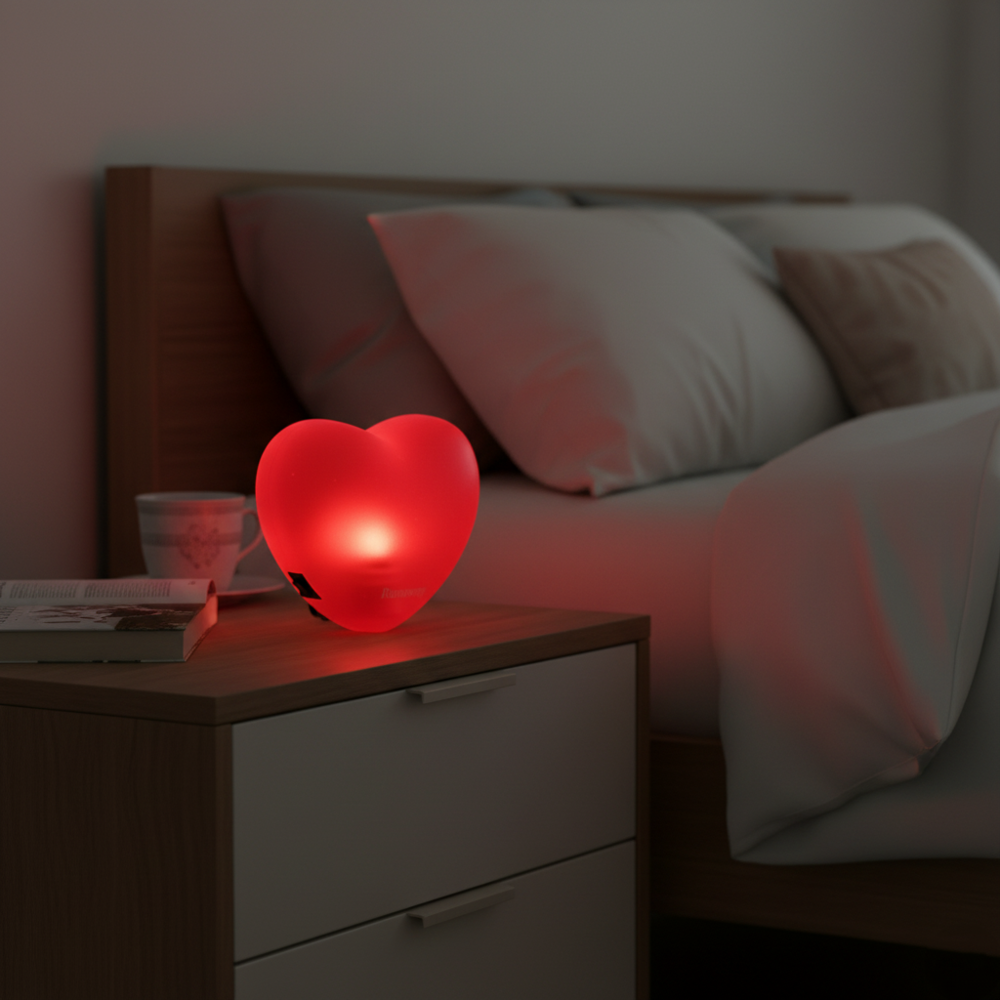 LED Işıklı Kırmızı Kalp Gece Lambası Pil ile Çalışan Dekoratif Ay LED Işıklı Kırmızı Kalp Gece Lambası Pil ile Çalışan Dekoratif Ay