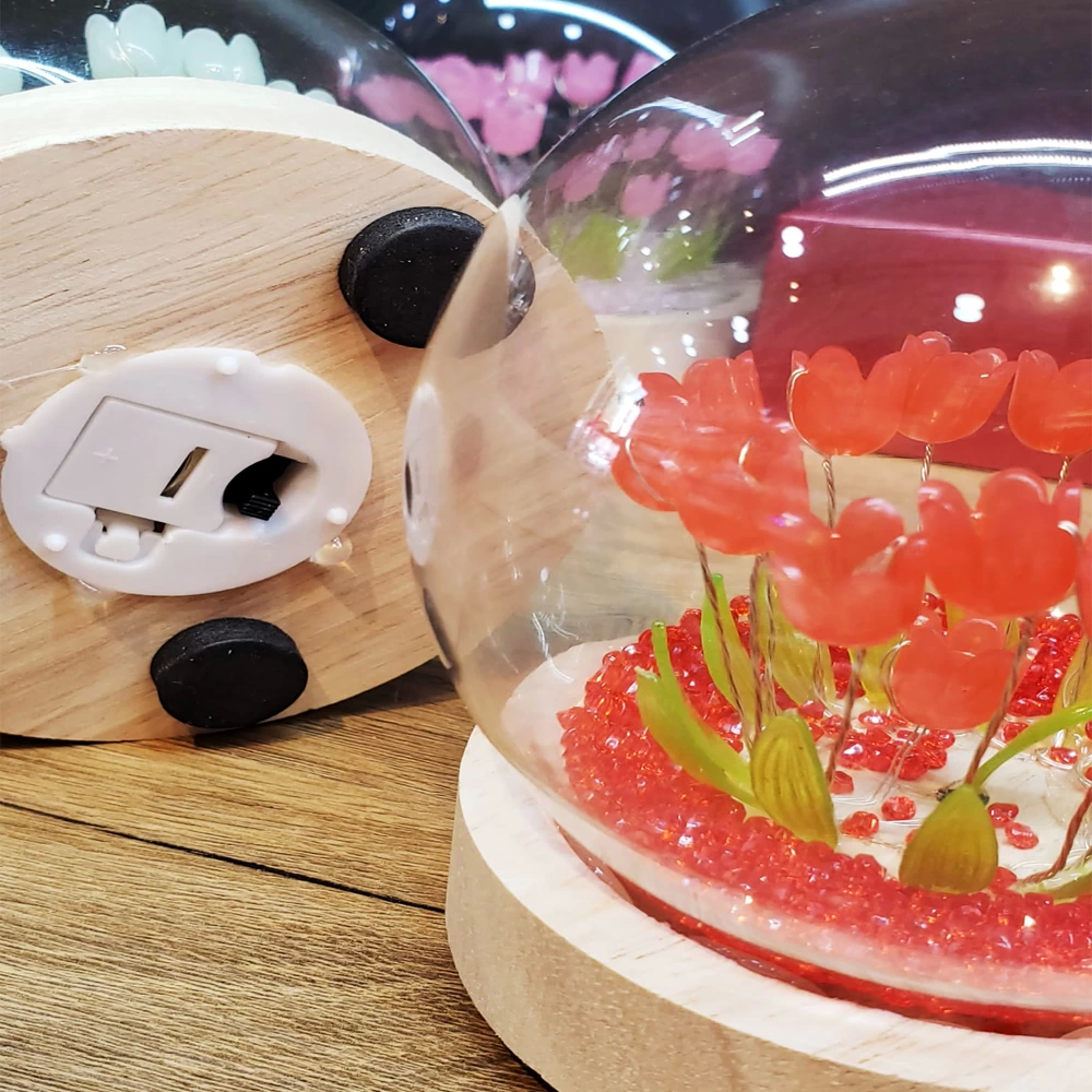 Led Işıklı Lale Cam Fanus Led Işıklı Lale Cam Fanus