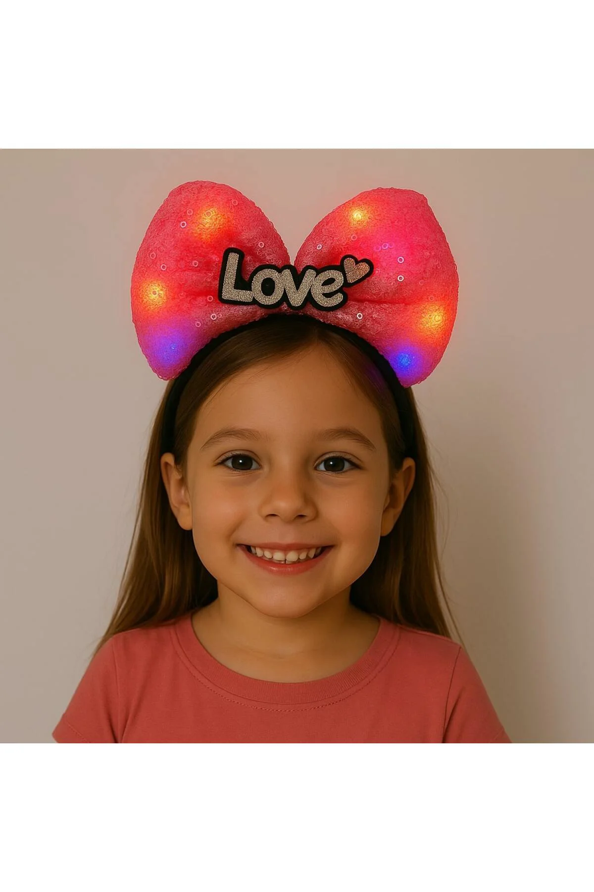 LED Işıklı Love Yazılı Fuşya Fiyonk Taç – Kız Çocuk Parti Tacı (5 LED Işıklı Love Yazılı Fuşya Fiyonk Taç – Kız Çocuk Parti Tacı (5