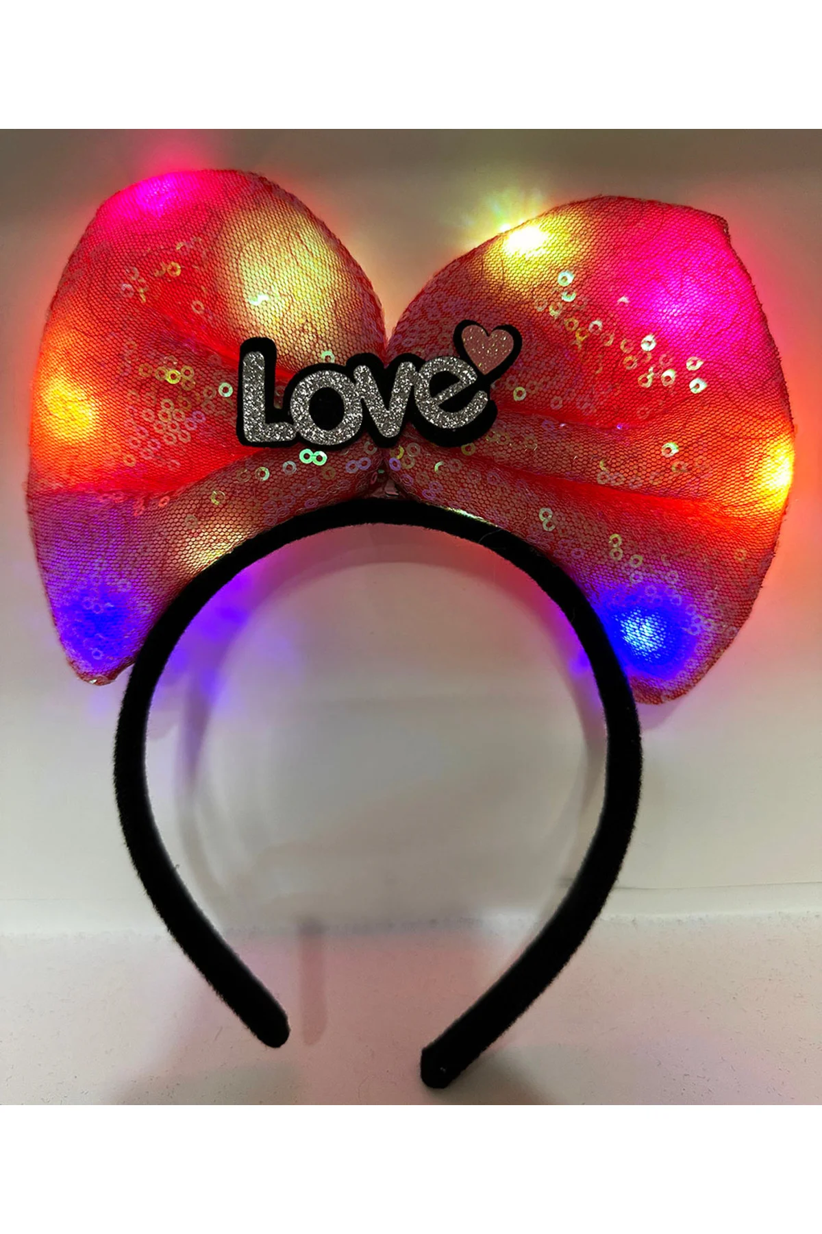 LED Işıklı Love Yazılı Fuşya Fiyonk Taç – Kız Çocuk Parti Tacı (5 LED Işıklı Love Yazılı Fuşya Fiyonk Taç – Kız Çocuk Parti Tacı (5