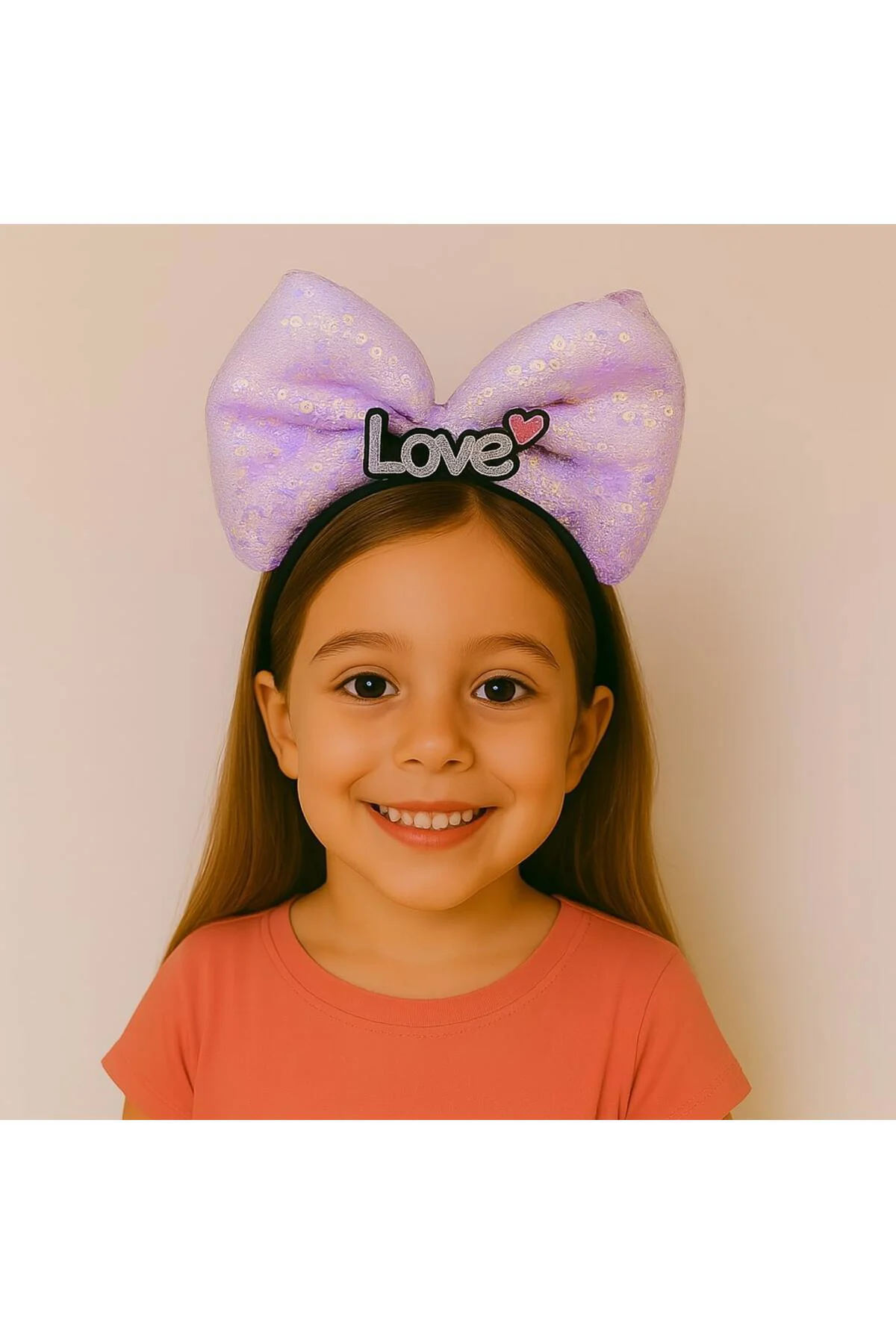 LED Işıklı Love Yazılı Mor Fiyonk Taç – Kız Çocuk Parti Tacı