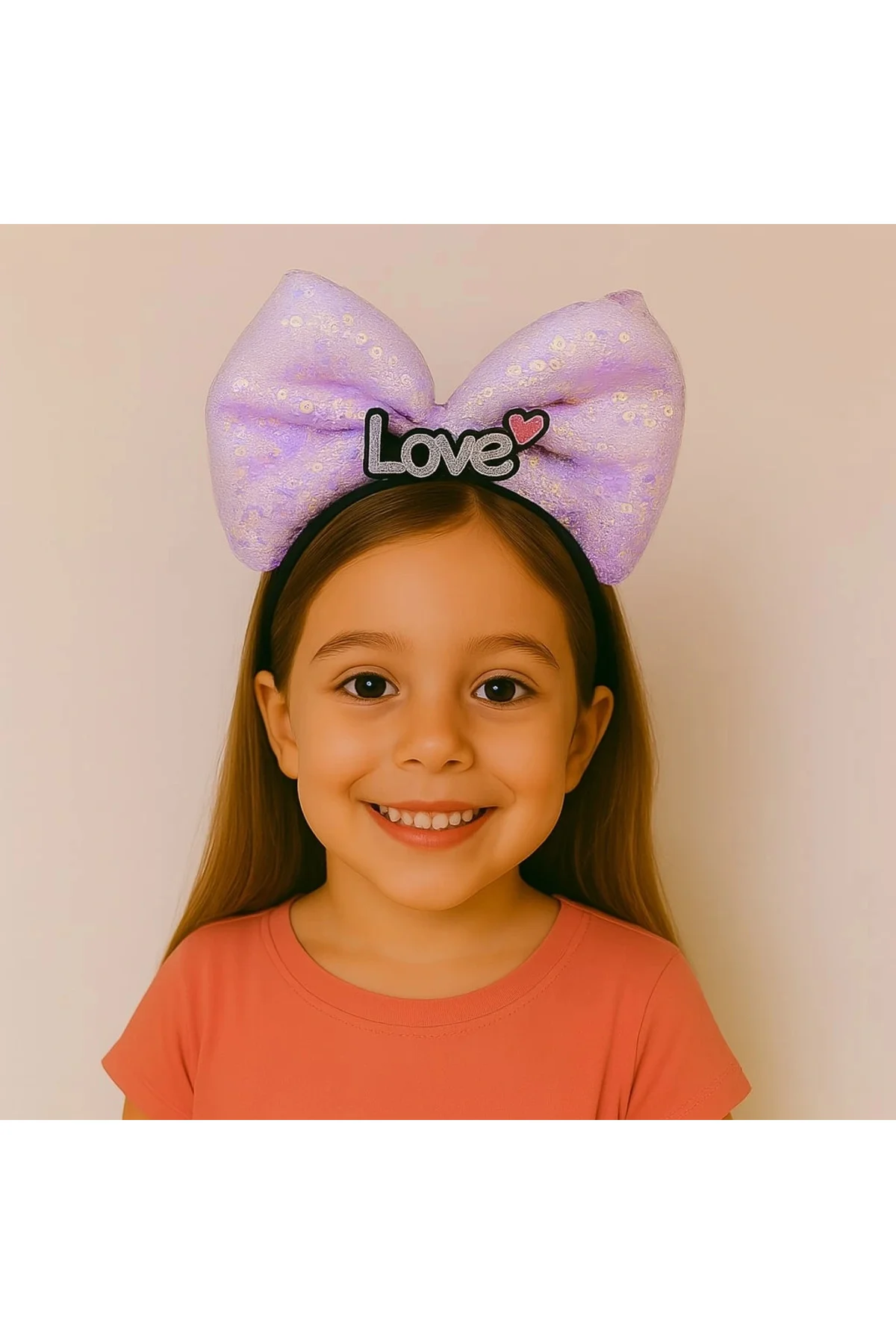 Led Işıklı Love Yazılı Mor Fiyonk Taç – Kız Çocuk Parti Tacı - Görsel 2