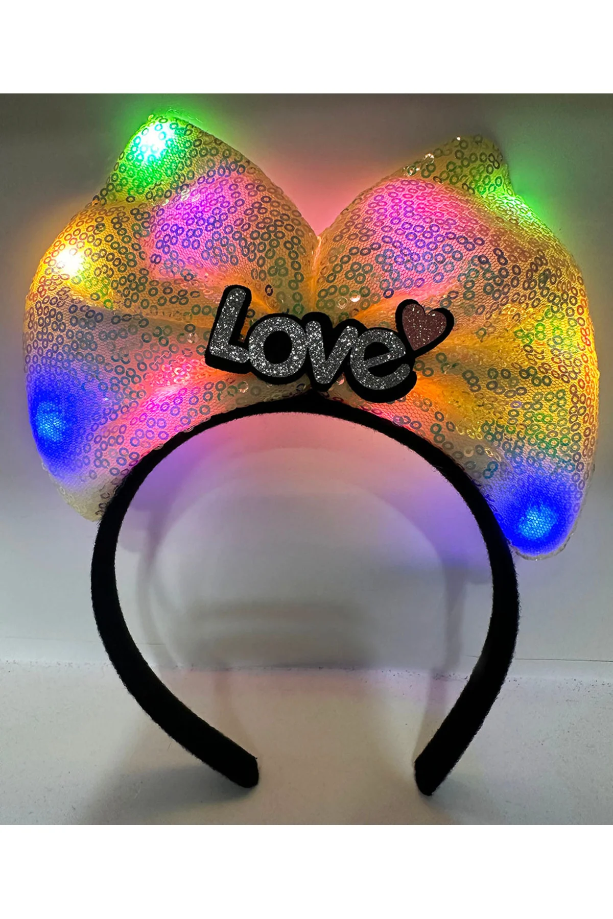 LED Işıklı Love Yazılı Sarı Fiyonk Taç – Kız Çocuk Parti Tacı (50 LED Işıklı Love Yazılı Sarı Fiyonk Taç – Kız Çocuk Parti Tacı (50