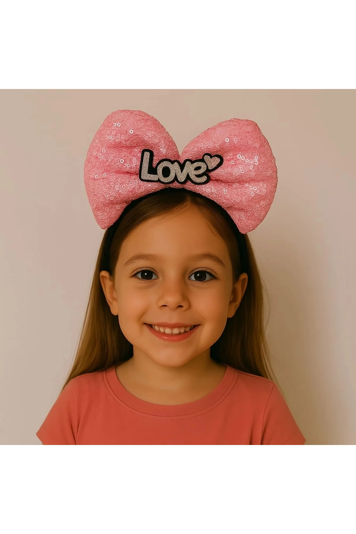 Led Işıklı Love Yazılı Fuşya Fiyonk Taç – Kız Çocuk Parti Tacı - Görsel 2