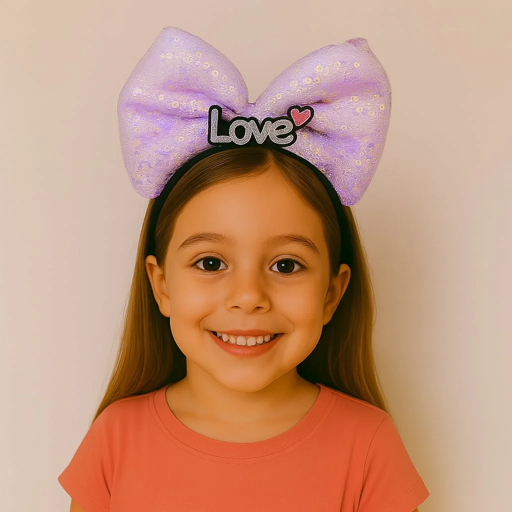 LED Işıklı Love Yazılı Mor Fiyonk Taç – Kız Çuk Parti Tacı