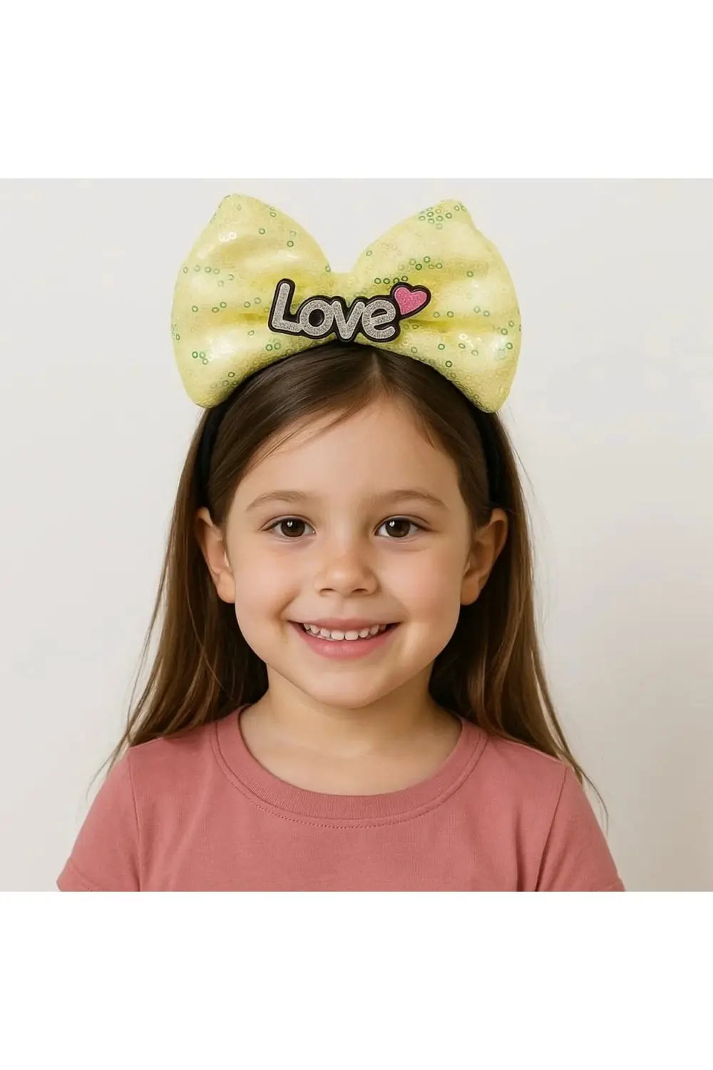 Led Işıklı Love Yazılı Sarı Fiyonk Taç – Kız Çocuk Parti Tacı