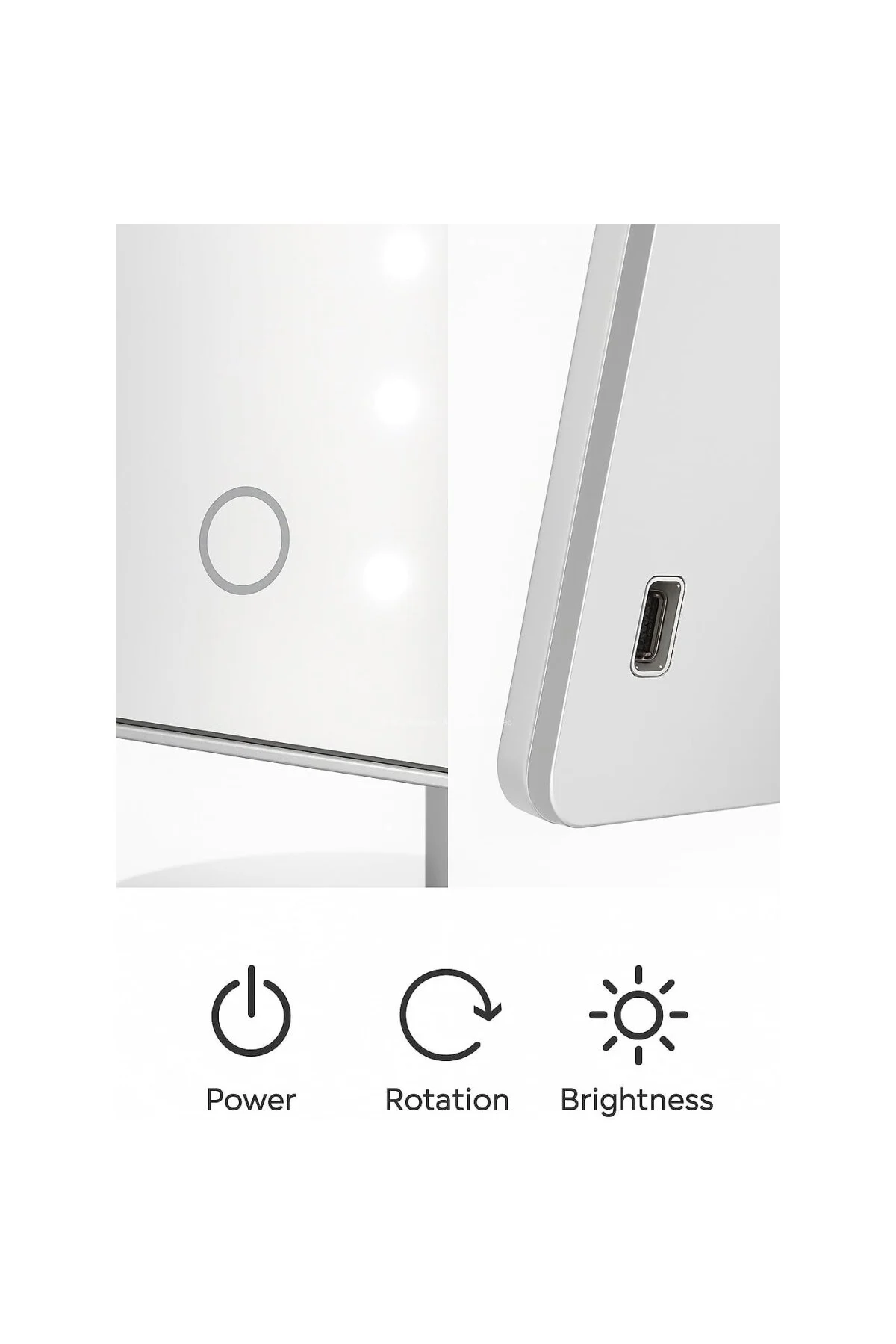 Led Işıklı Makyaj Aynası Dokunmatik 3 Işık Modlu Ayarlanabilir Oy