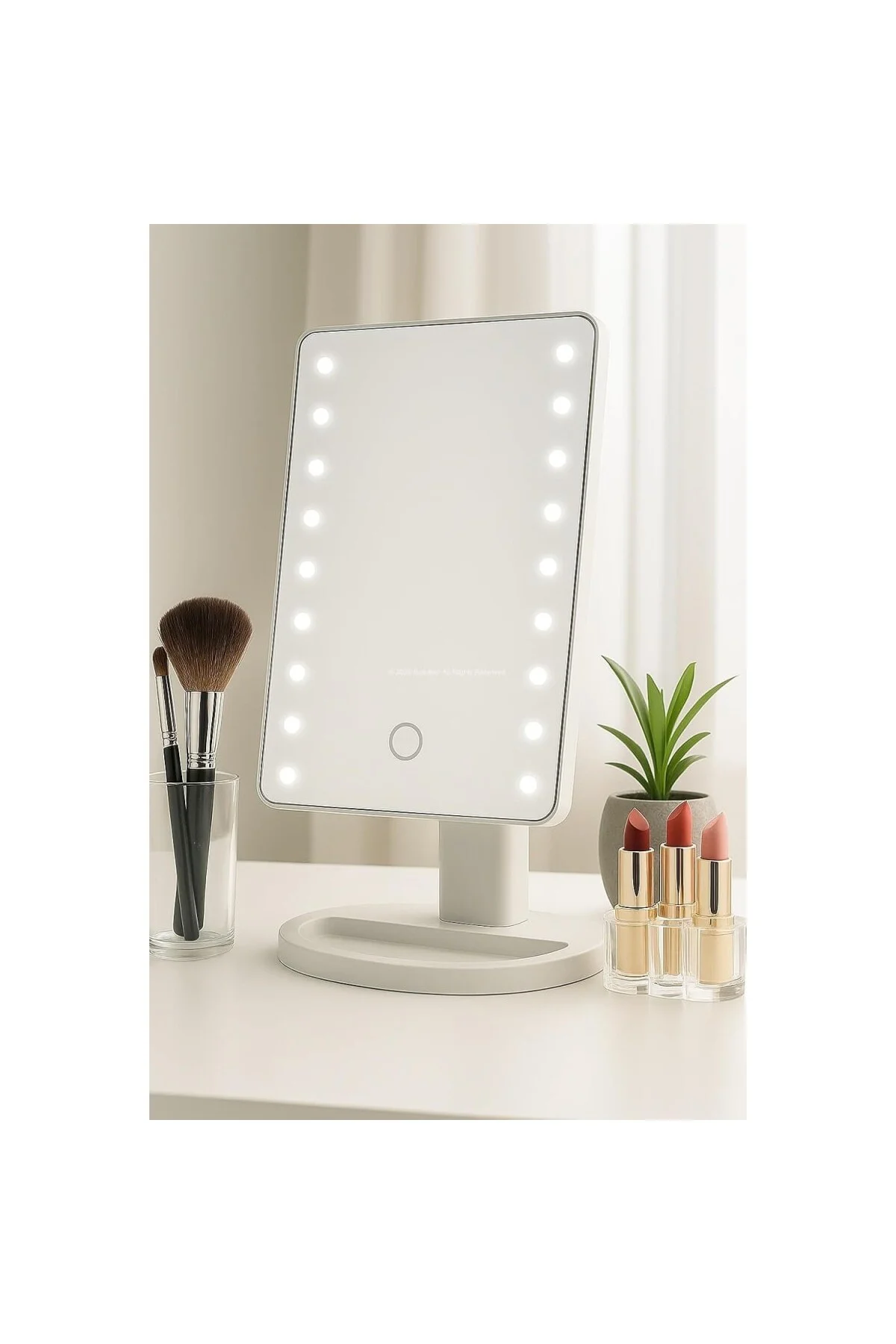 Led Işıklı Makyaj Aynası Dokunmatik 3 Işık Modlu Ayarlanabilir Oy