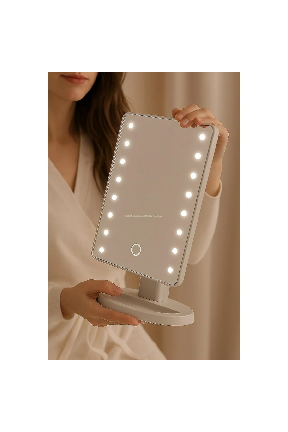 Led Işıklı Makyaj Aynası Dokunmatik 3 Işık Modlu Ayarlanabilir Oy