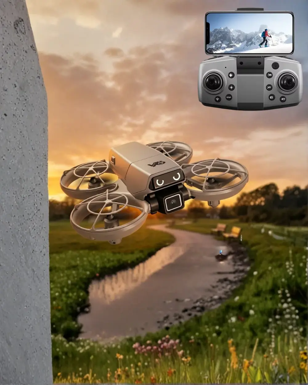 LED Işıklı Mini Drone Kameralı Headless ve APP Destekli
