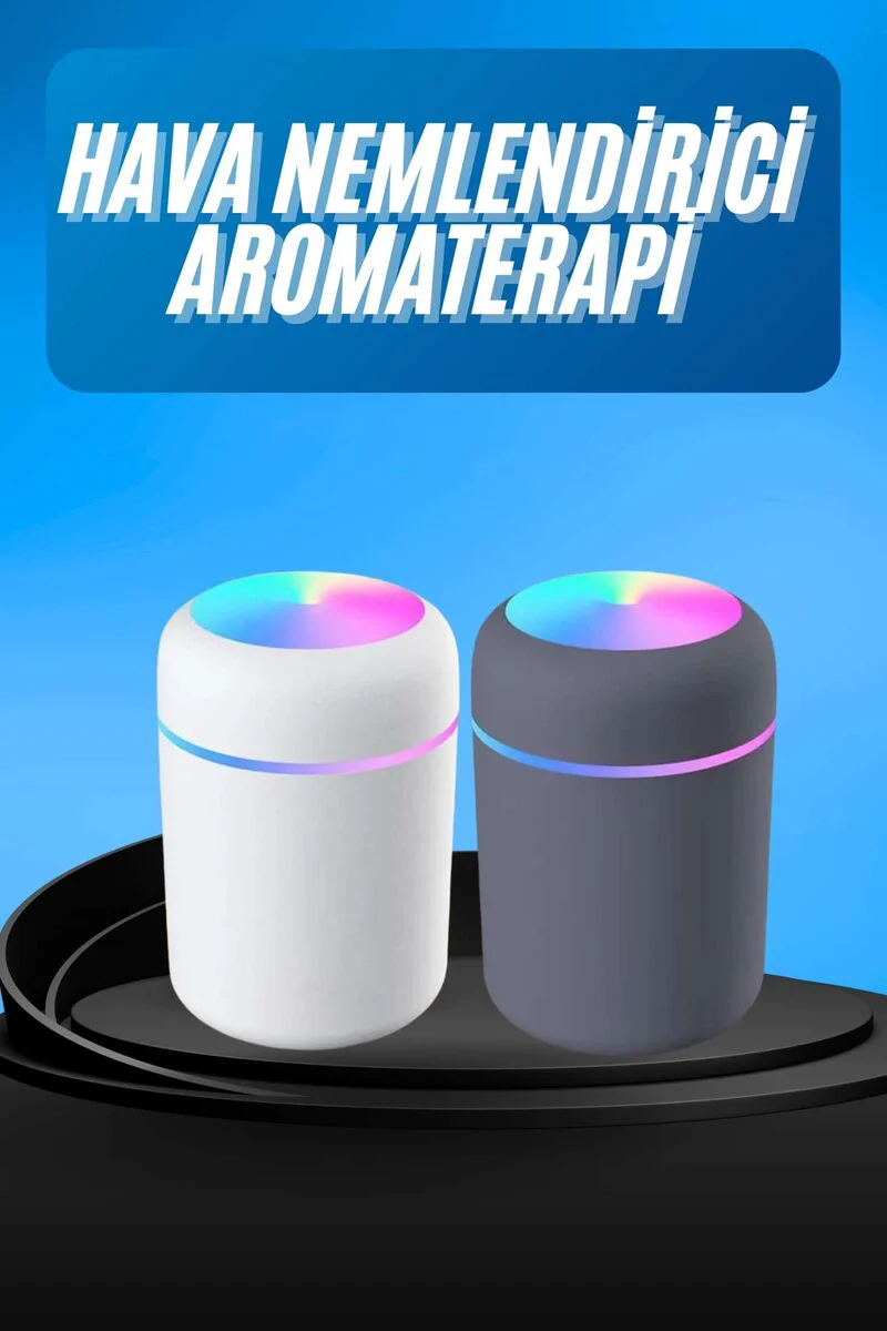 LED Işıklı Mini Nemlendirici - Aromaterapi, Oda Kokusu ve USB Bağlantılı Nemlendirici