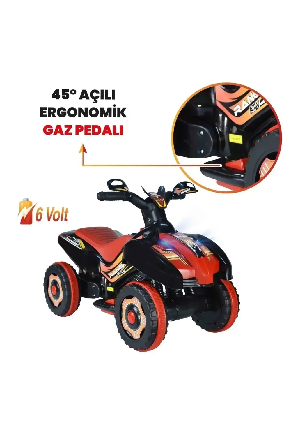 Led Işıklı Müzikli Akülü  Araba Atv Motor 2-4 Yaş - 6V