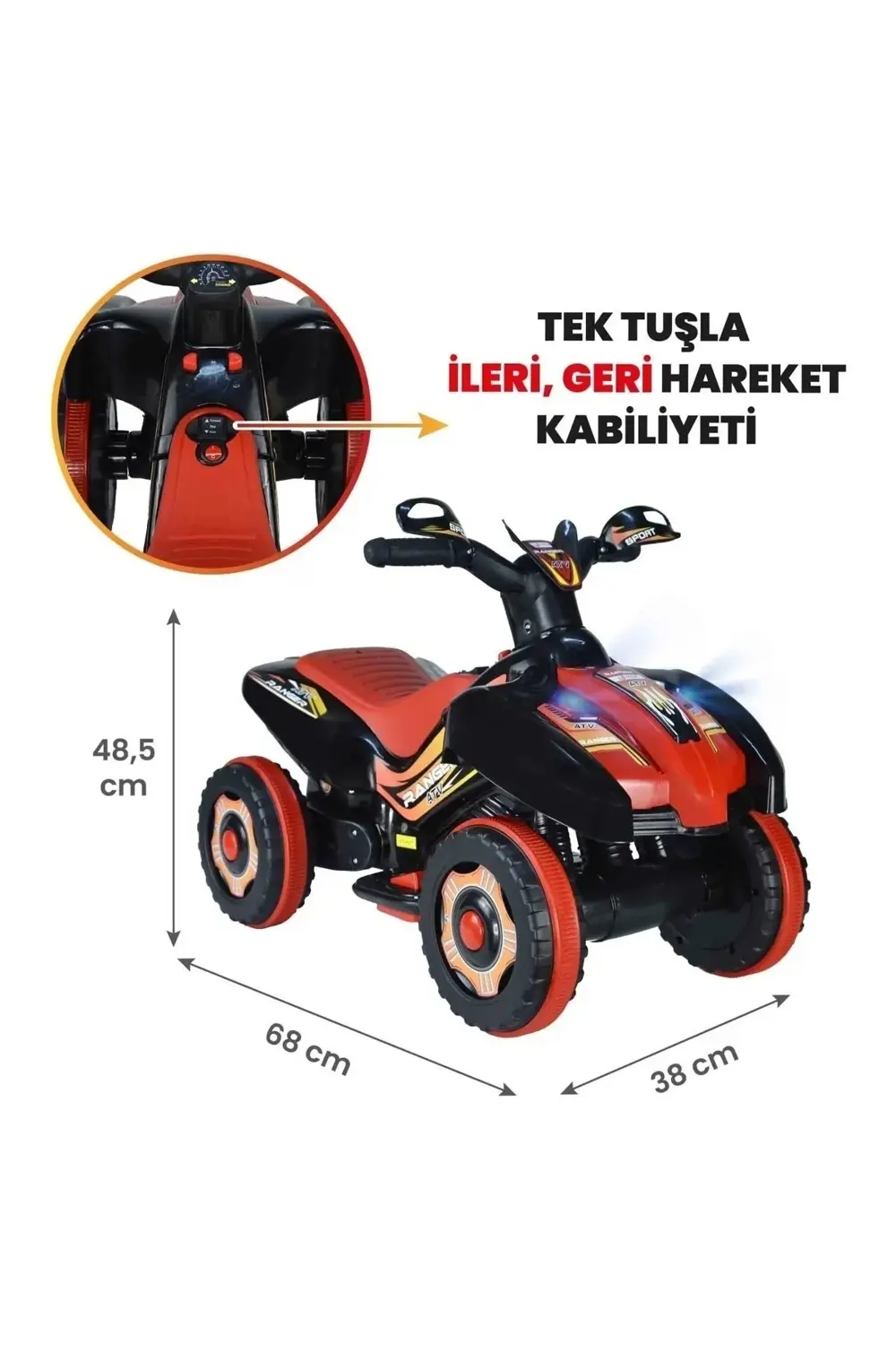 Led Işıklı Müzikli Akülü  Araba Atv Motor 2-4 Yaş - 6V