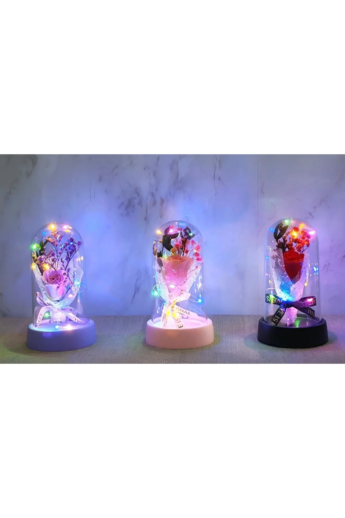 Led Işıklı Müzikli Cam Fanus İçinde Gül Buketi Alk5006 Led Işıklı Müzikli Cam Fanus İçinde Gül Buketi Alk5006
