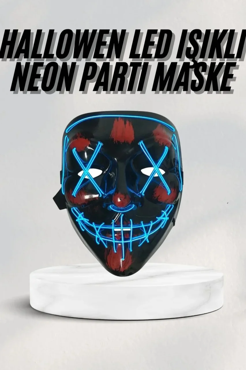 Led Işıklı Neon Maske Cadılar Bayramı Maskesi Korkunç Korku Maskesi - Lisinya Diğer