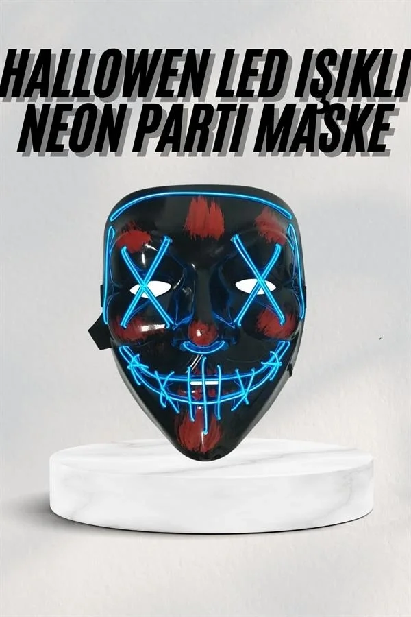 Led Işıklı Neon Maske Cadılar Bayramı Maskesi Korkunç Korku Maskesi Led Işıklı Neon Maske Cadılar Bayramı Maskesi Korkunç Korku Maskesi