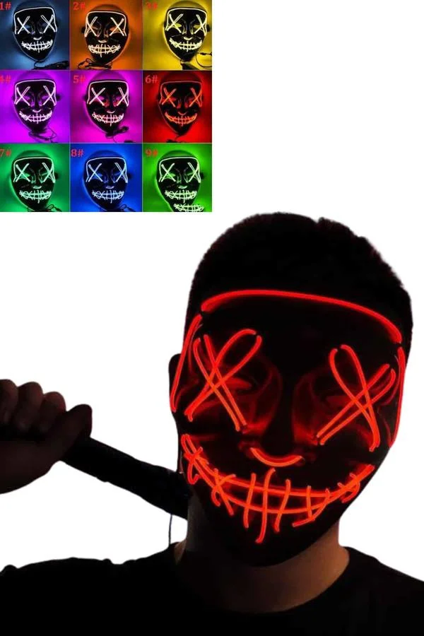 Led Işıklı Neon Maske Cadılar Bayramı Maskesi Korkunç Korku Maskesi Diğer