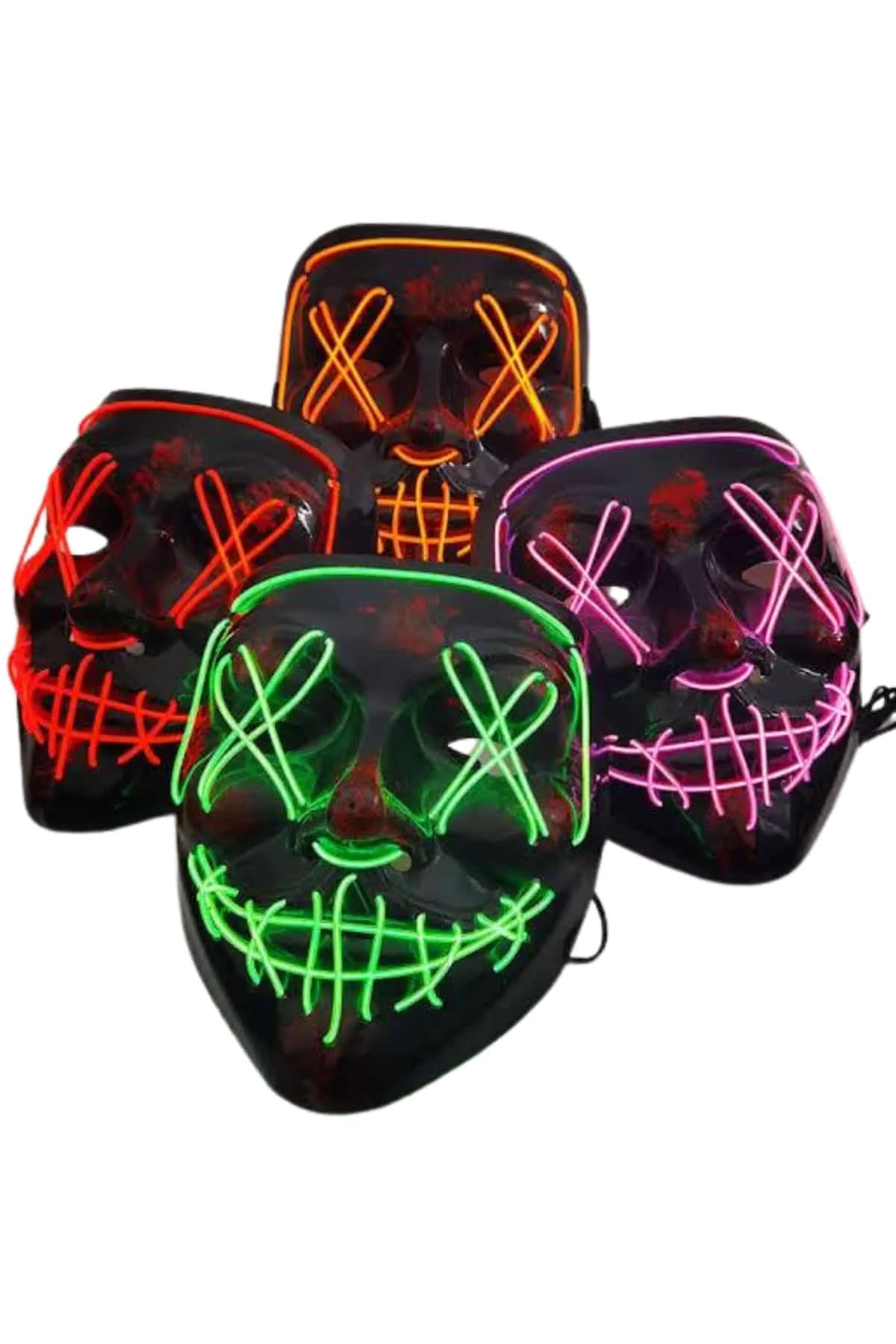 Led Işıklı Neon Maske Cadılar Bayramı Maskesi Korkunç Korku Maskesi Led Işıklı Neon Maske Cadılar Bayramı Maskesi Korkunç Korku Maskesi