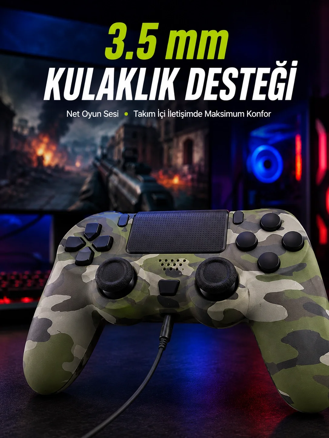 LED Işıklı Oyun Kolu – Durum Göstergeli Şık Tasarım