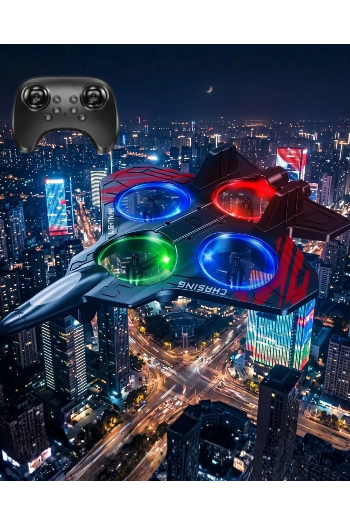 LED Işıklı Oyuncak Drone Fighter Jet Tasarımlı Uzaktan Kumandalı 