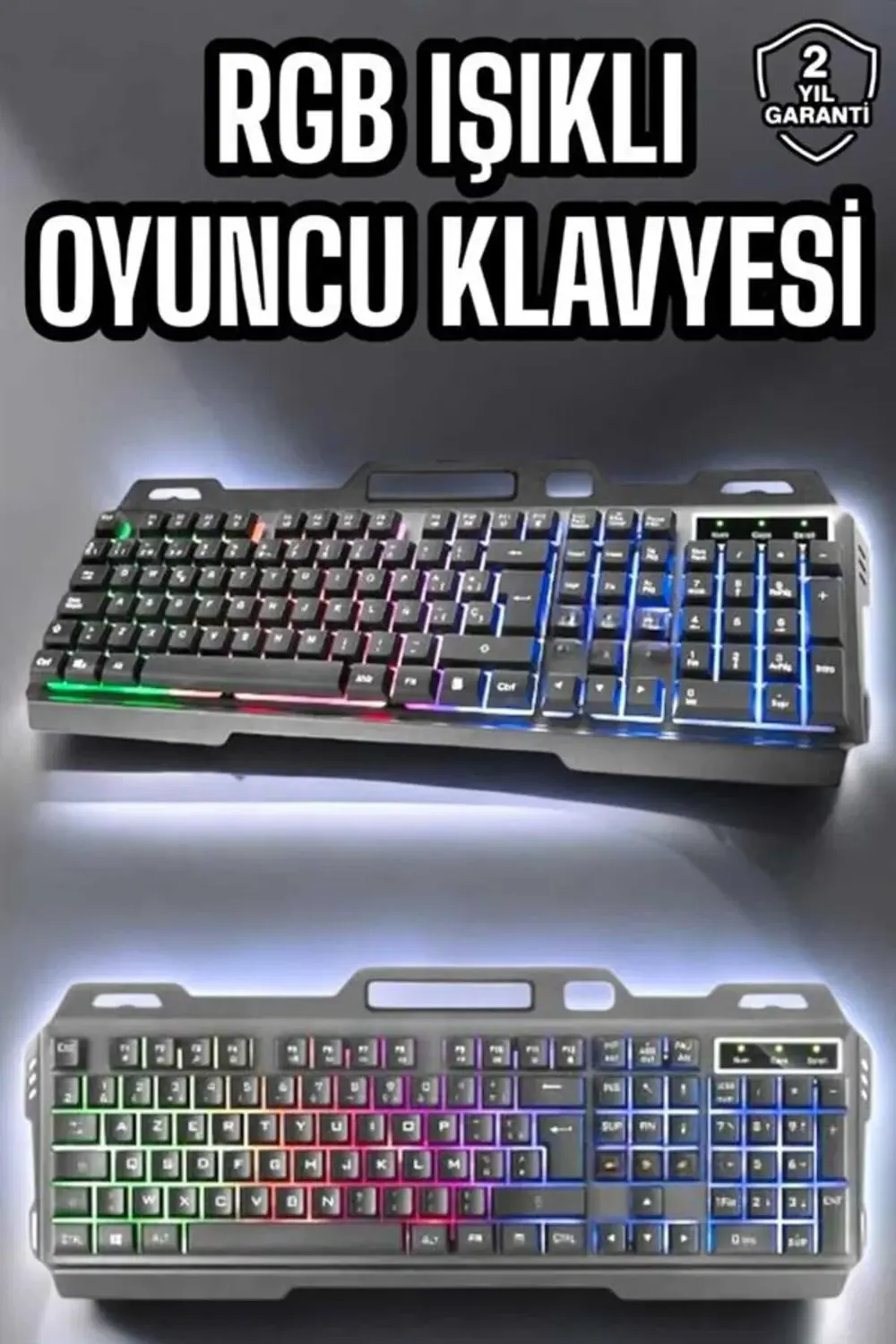 Led Işıklı Oyuncu Klavye Usb Girişli RGB Işıklı Q Klavye Mouse He