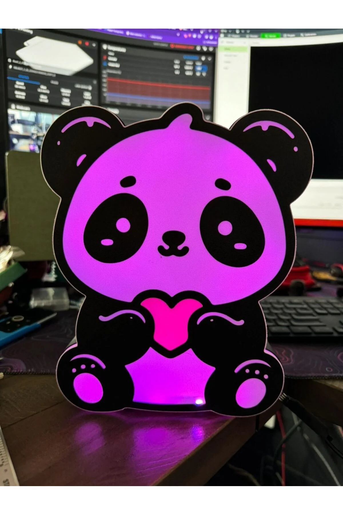 Led Işıklı Panda Lamba