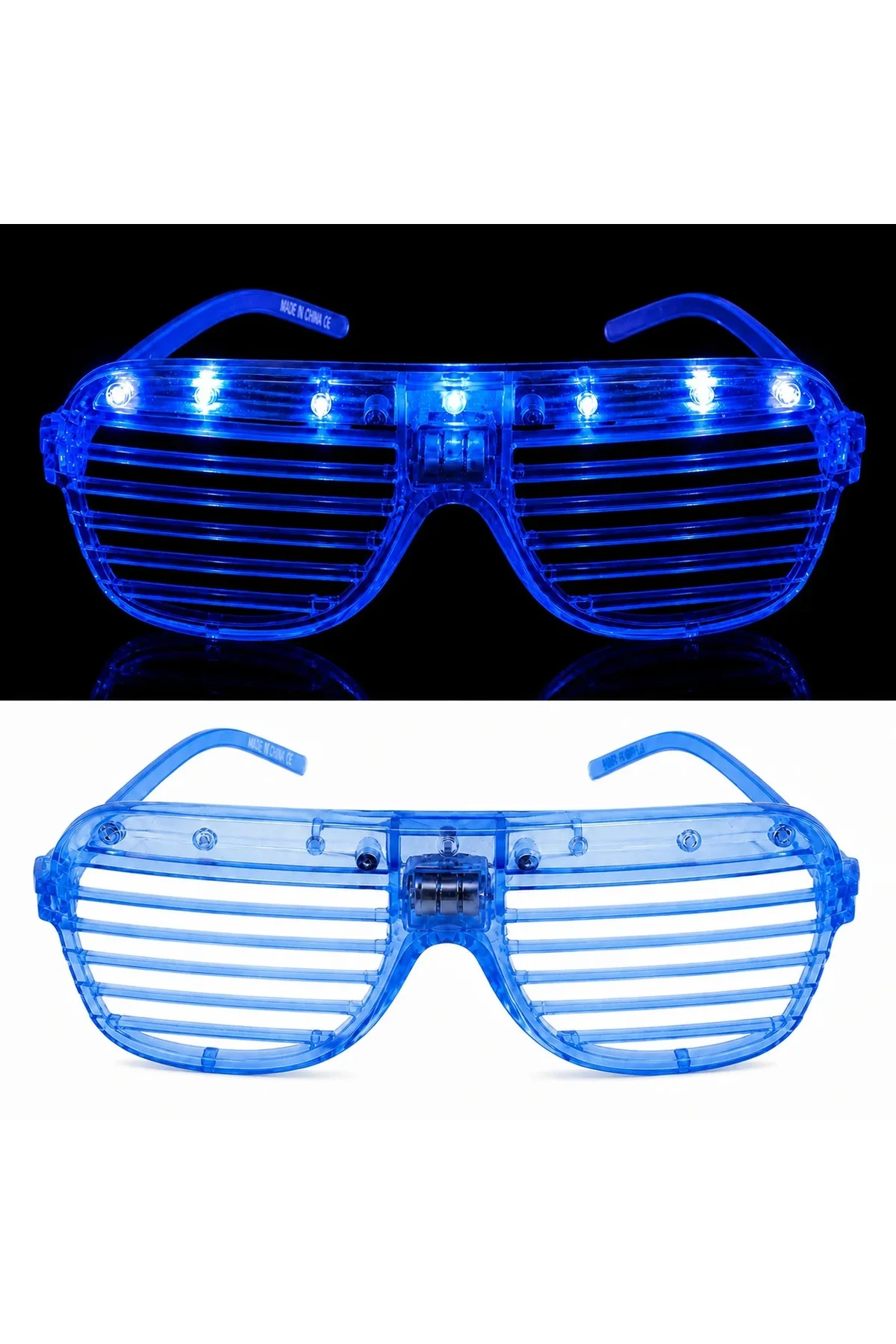 LED Işıklı Panjur Parti Gözlüğü Mavi Renk Shutter Gözlük