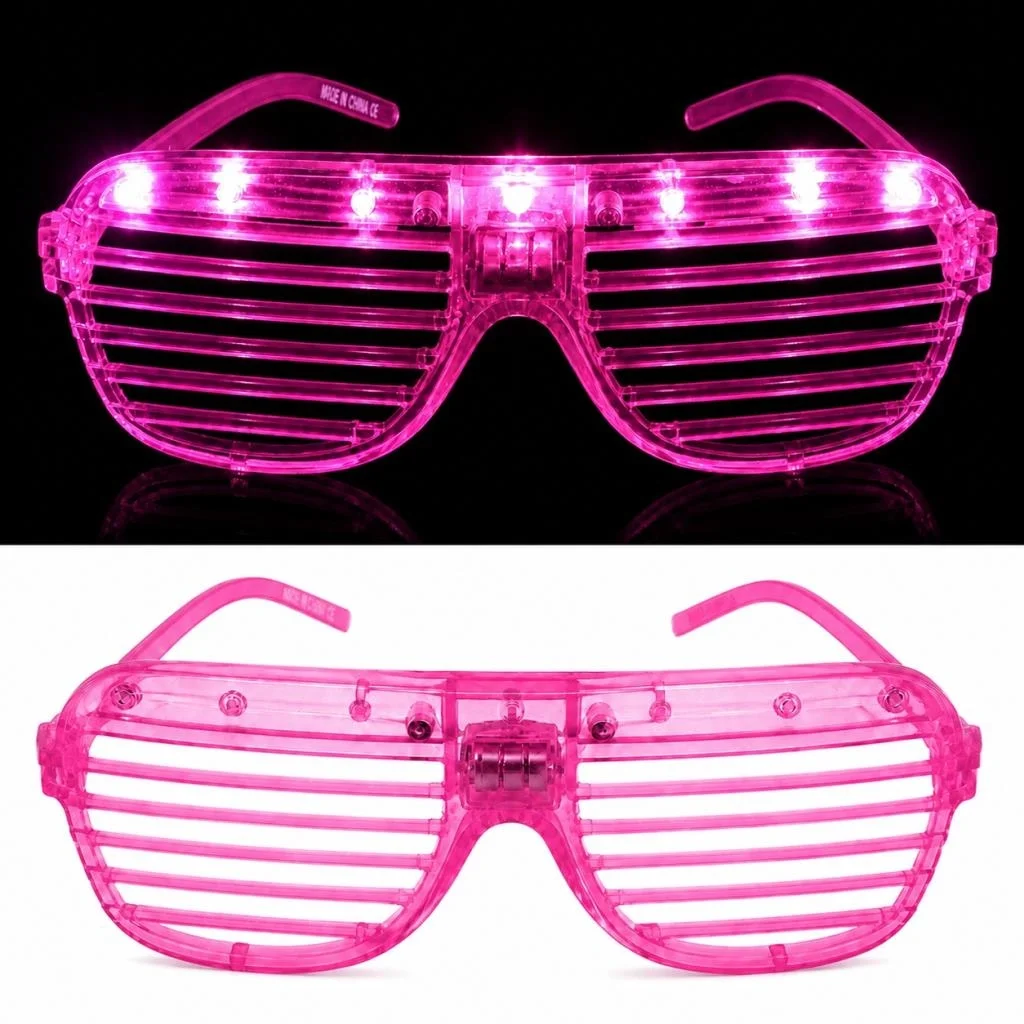 LED Işıklı Panjur Parti Gözlüğü Pembe Renk Shutter Gözlük LED Işıklı Panjur Parti Gözlüğü Pembe Renk Shutter Gözlük
