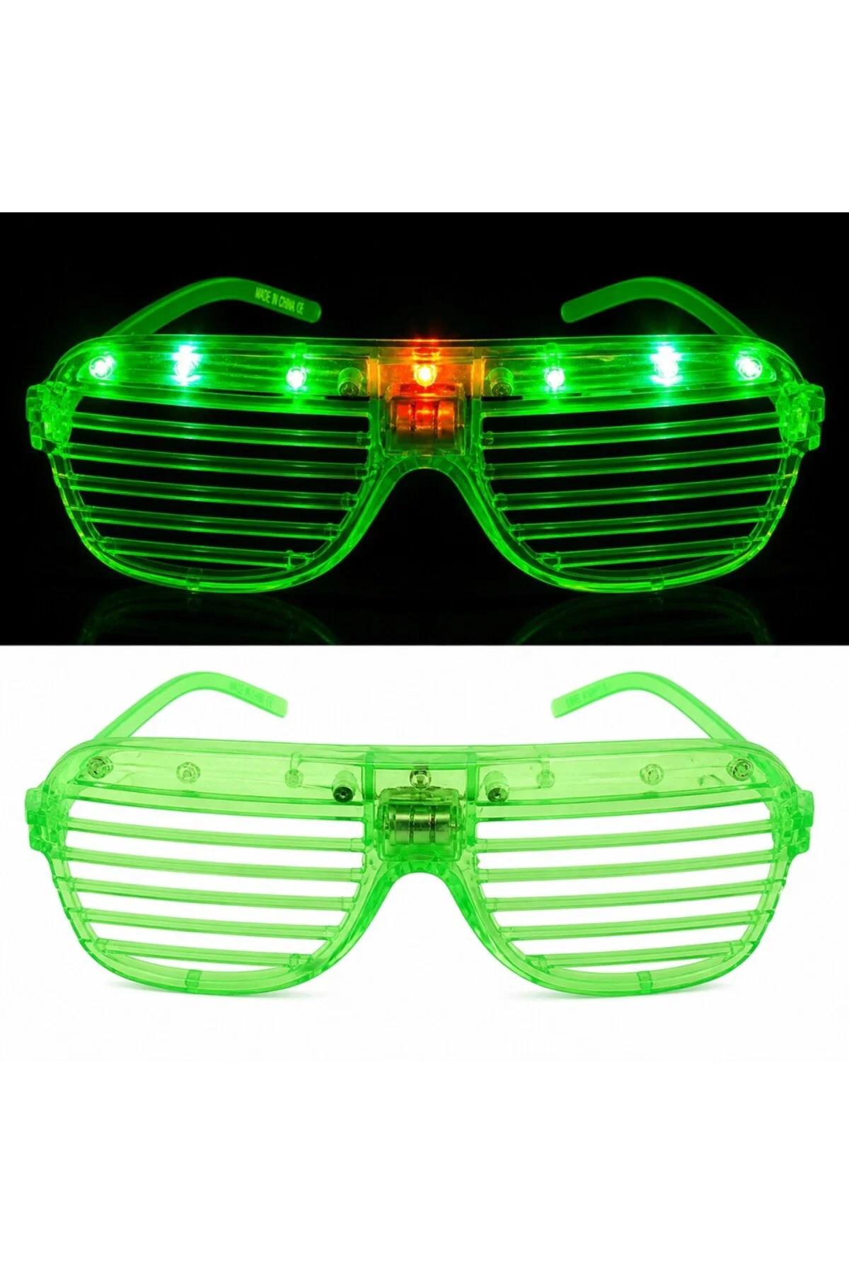 LED Işıklı Panjur Parti Gözlüğü Yeşil Renk Gözlük