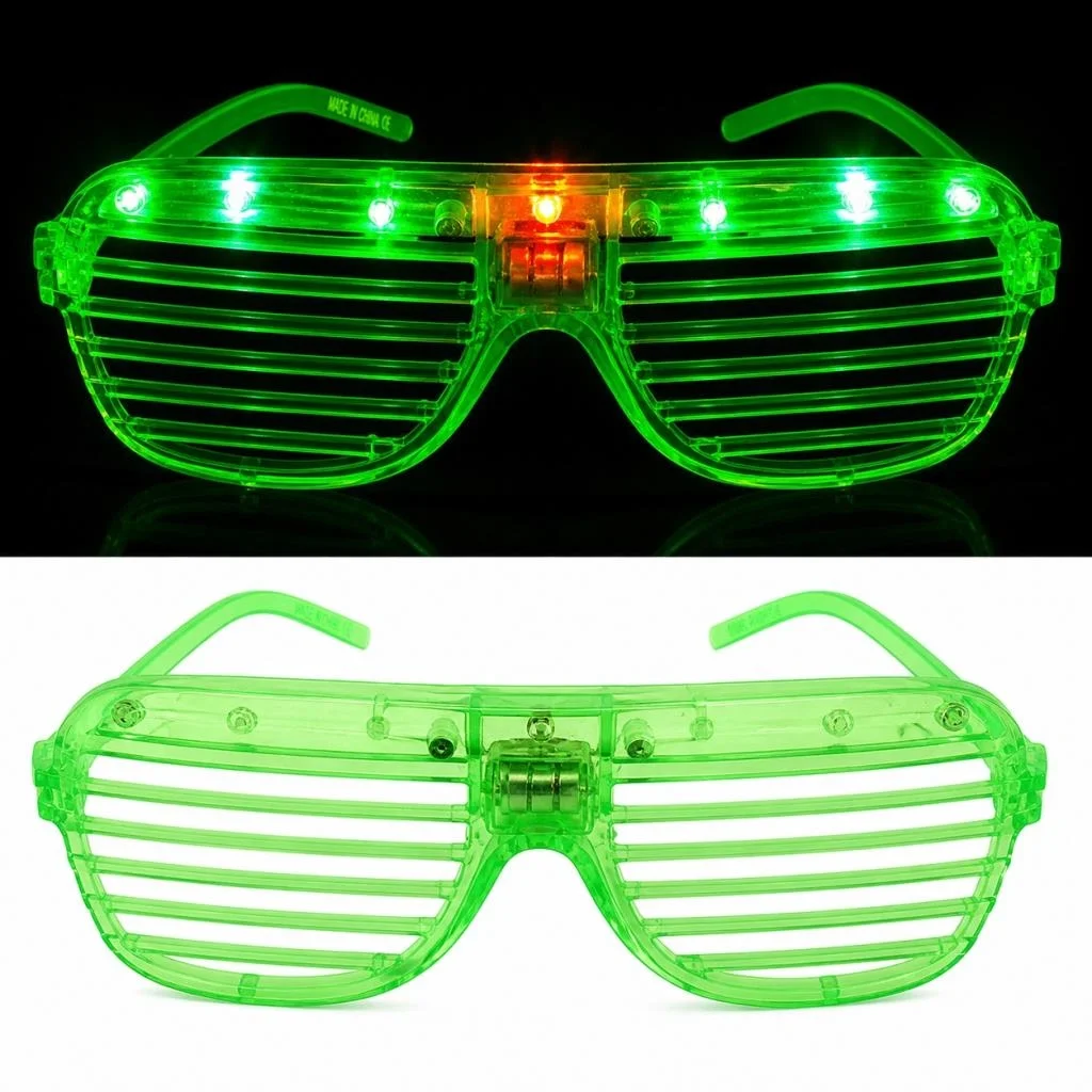 LED Işıklı Panjur Parti Gözlüğü Yeşil Renk Shutter Gözlük LED Işıklı Panjur Parti Gözlüğü Yeşil Renk Shutter Gözlük