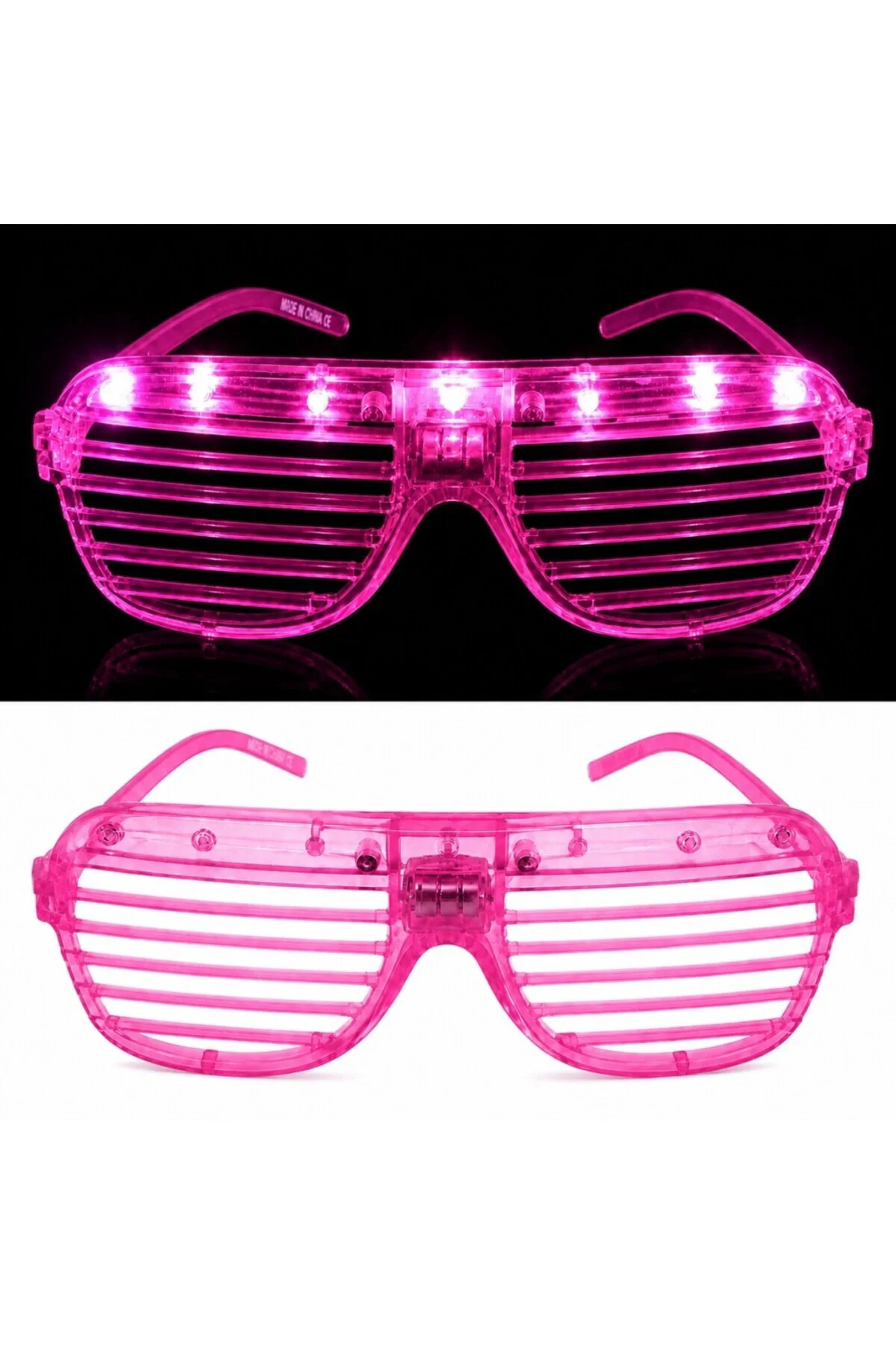 LED Işıklı Panjur Parti Gözlüğü Pembe Renk Gözlük