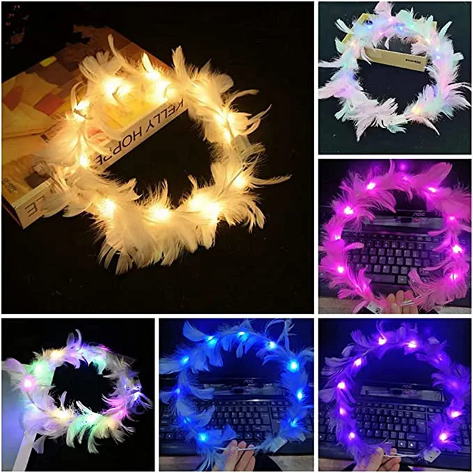 Led Işıklı Parti Tacı Pembe - 3 Fonksiyonlu Yanıp Sönen Otrişli Taç