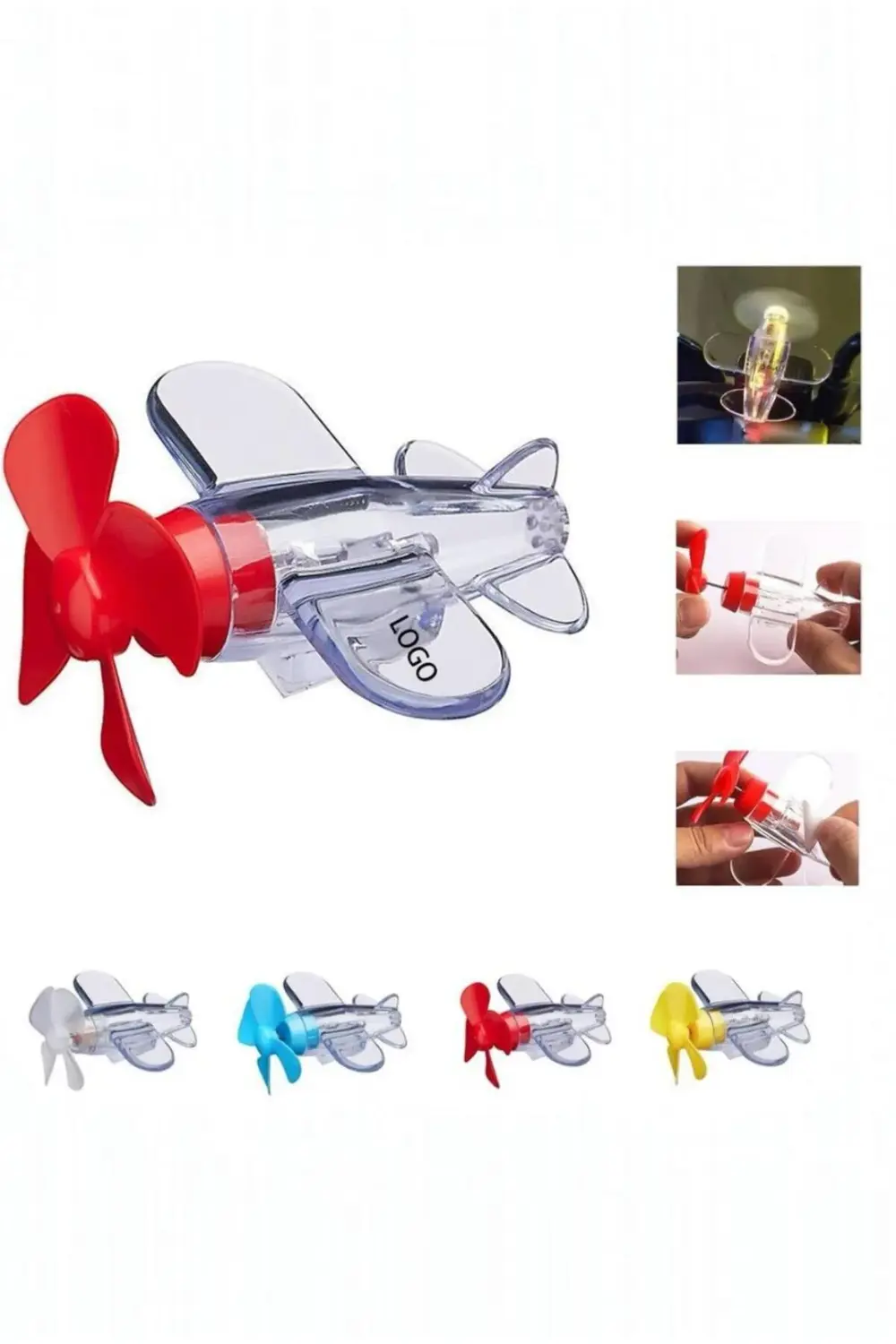 LED Işıklı Pervaneli Süs – Kırmızı & Mavi | Pilsiz, Yapışkanlı Ak