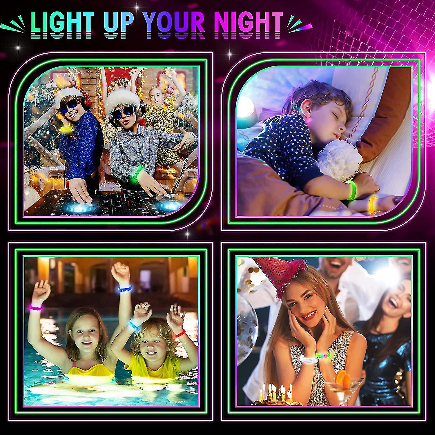 Led Işıklı Pilli Işıklı Rengarenk Kalın Bileklik Işıklı Bilezik K