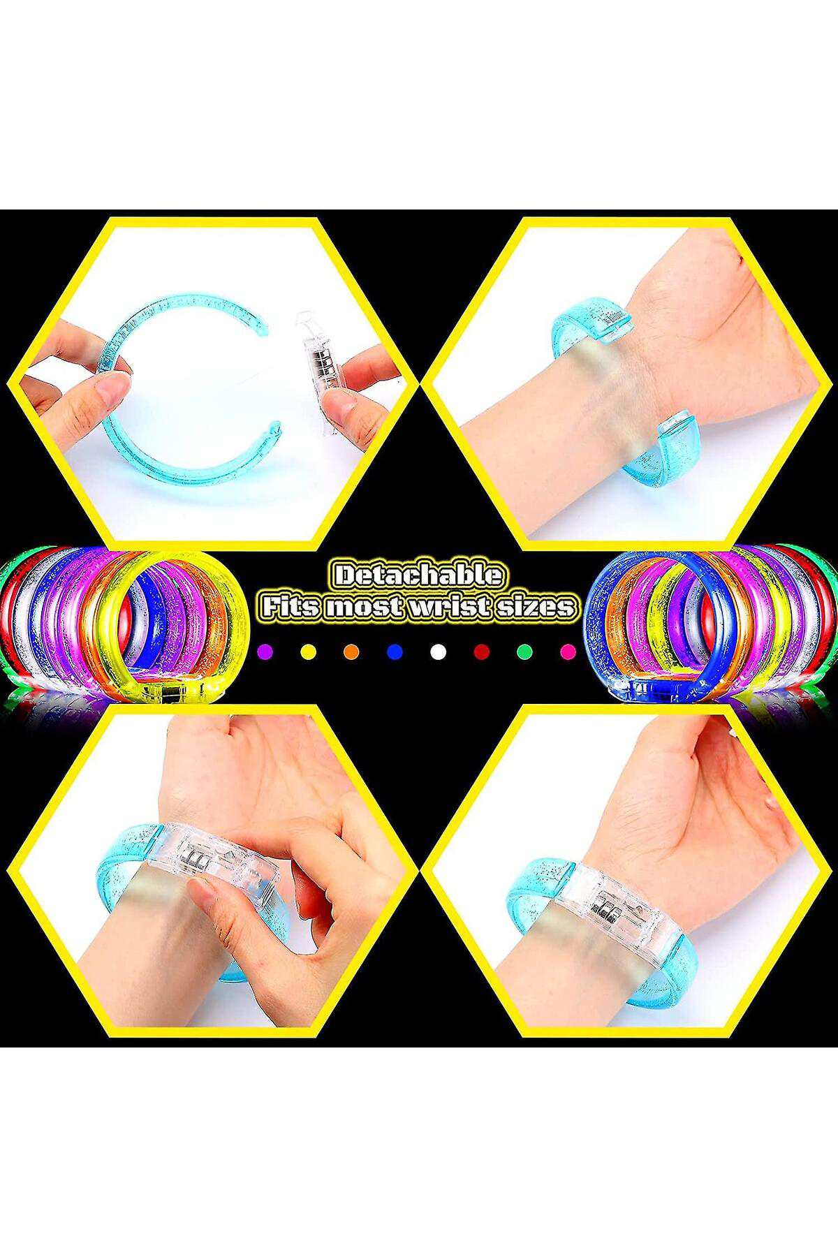 Ok Aksesuar Led İşıklı Pilli İşıklı Rengarenk Kalın Bileklik İşıklı Bilezik K