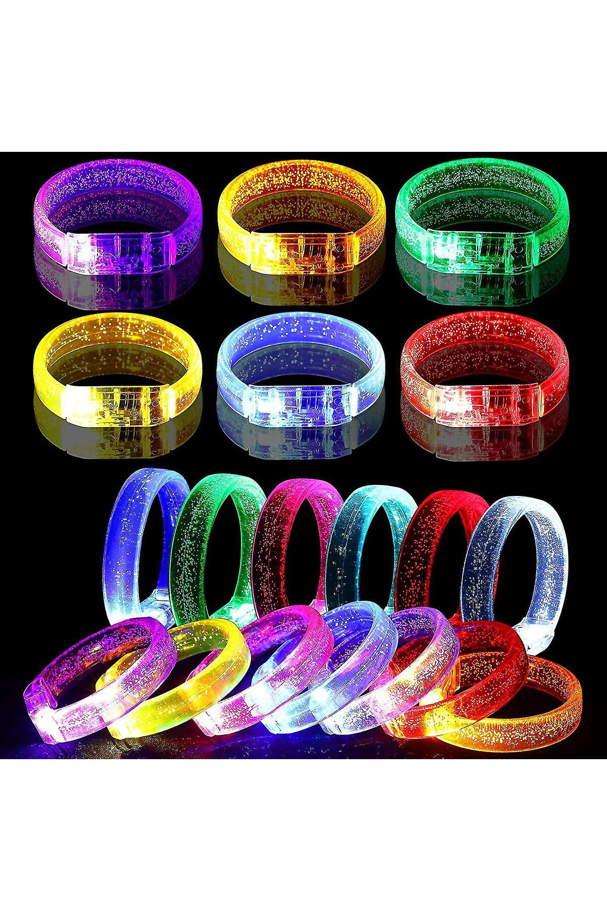Ok Aksesuar Led İşıklı Pilli İşıklı Rengarenk Kalın Bileklik İşıklı Bilezik K