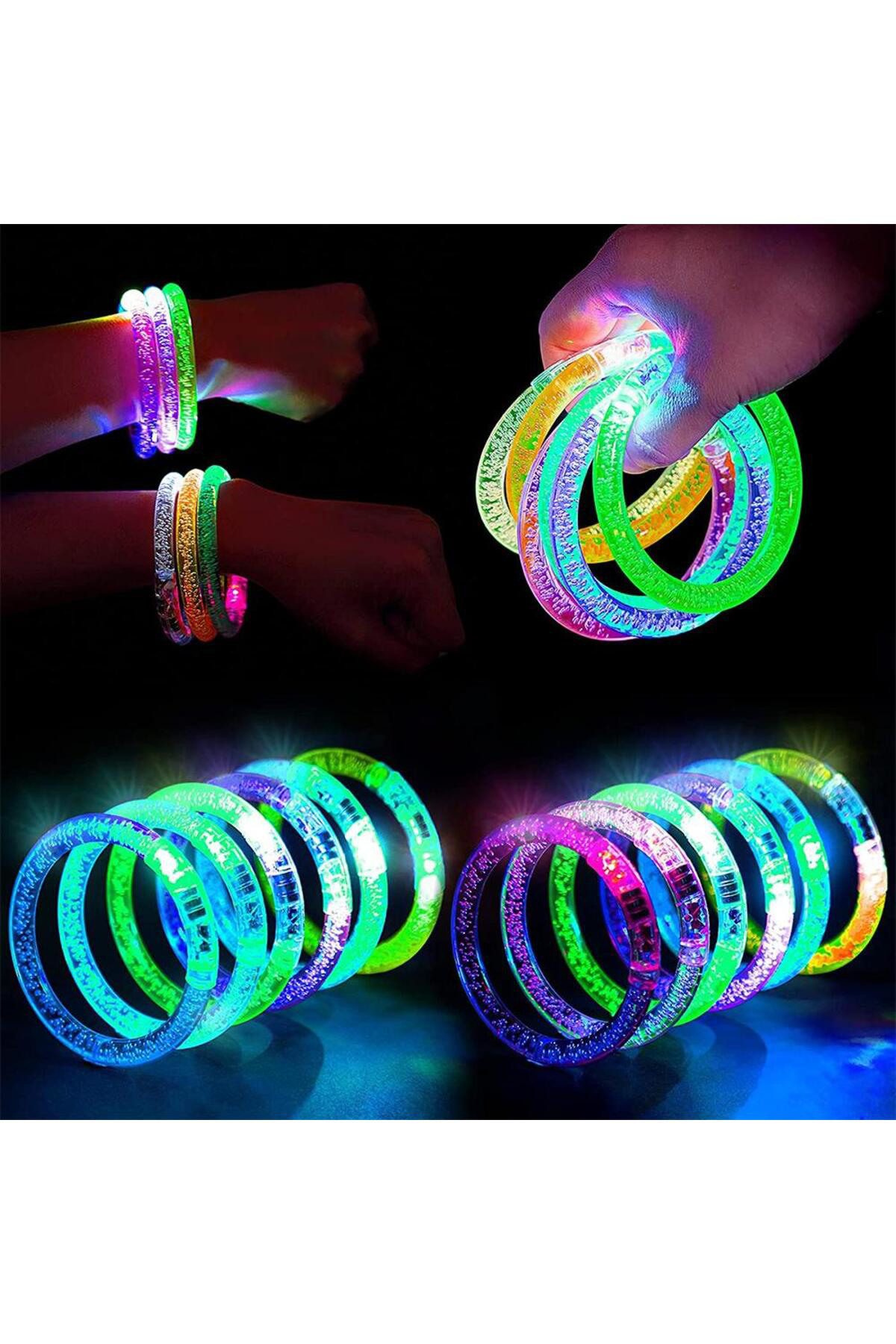 Ok Aksesuar Led İşıklı Pilli İşıklı Rengarenk Bileklik İşıklı Bilezik Karışık